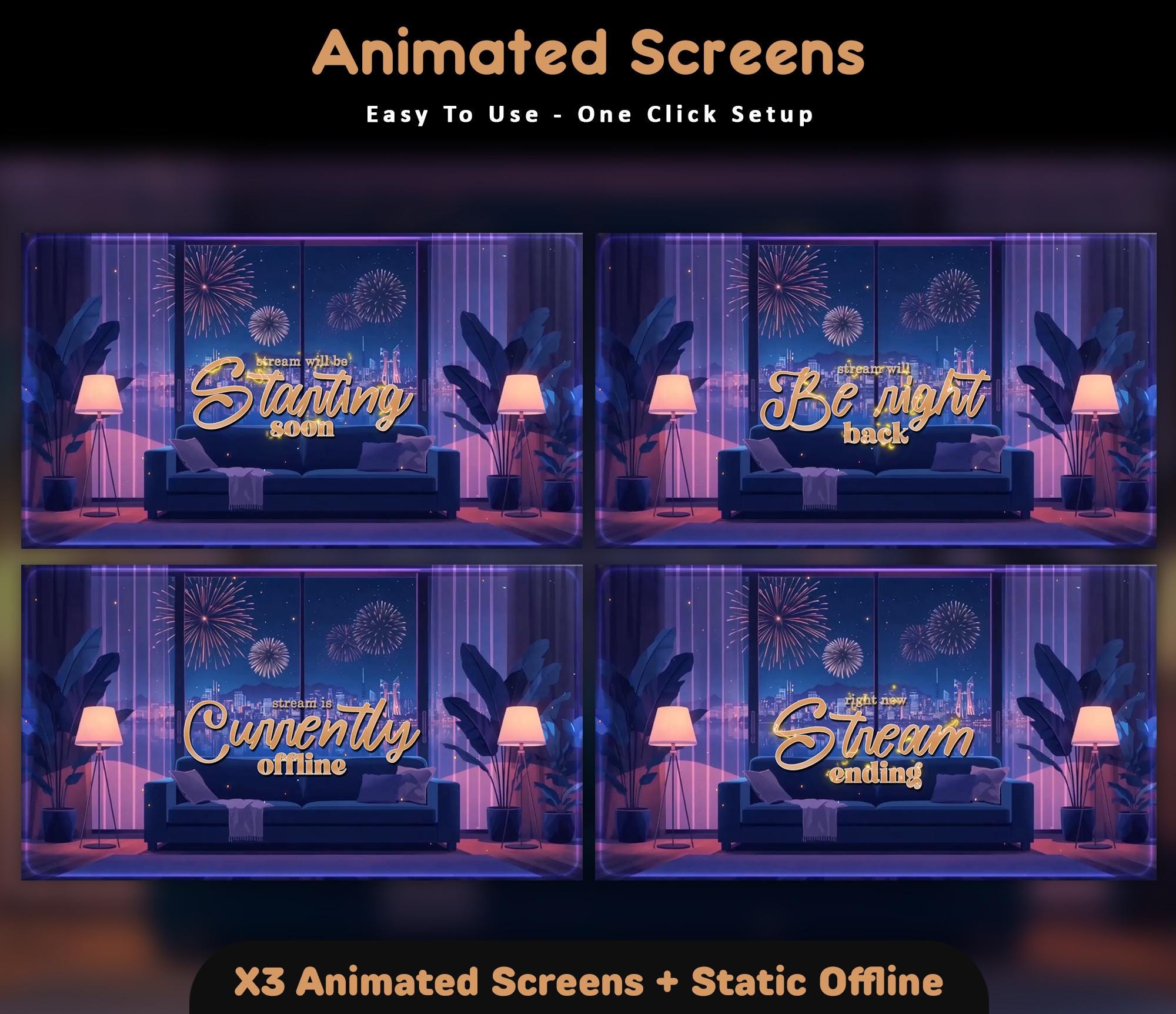 New Year Animated Stream Twitch Screens