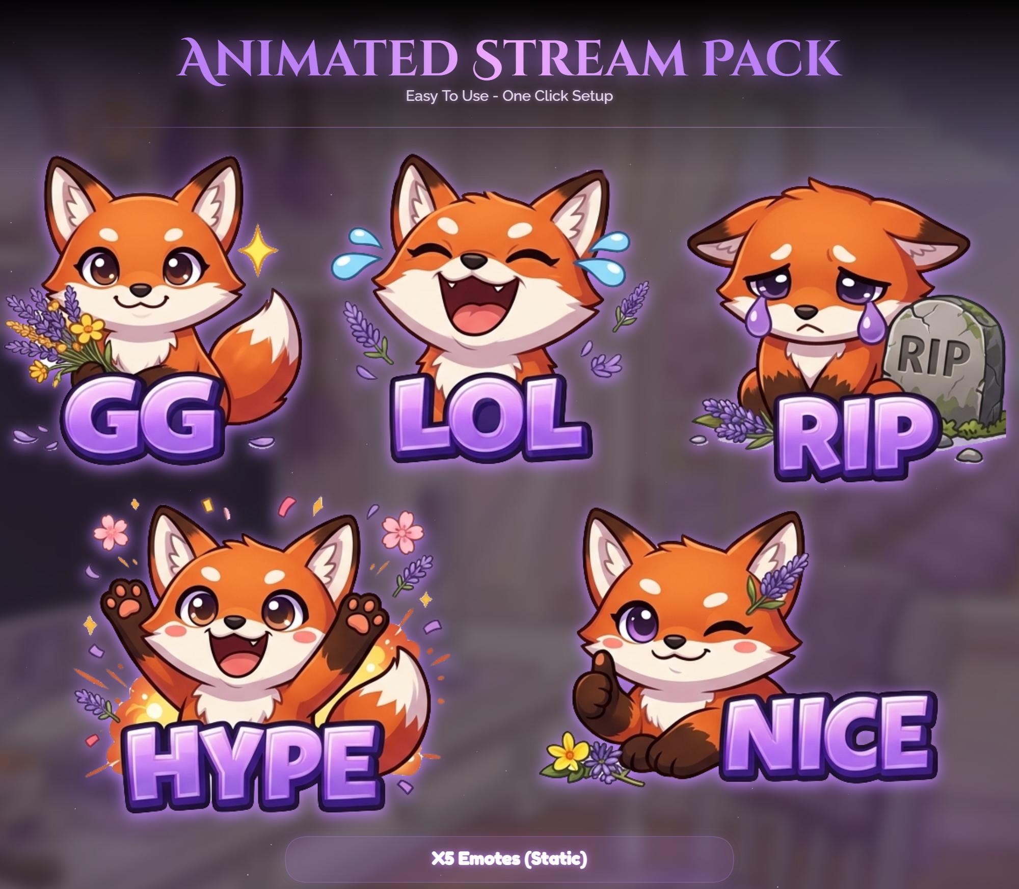 Lavender Spring Fox Animated Stream Package — preview photo 8