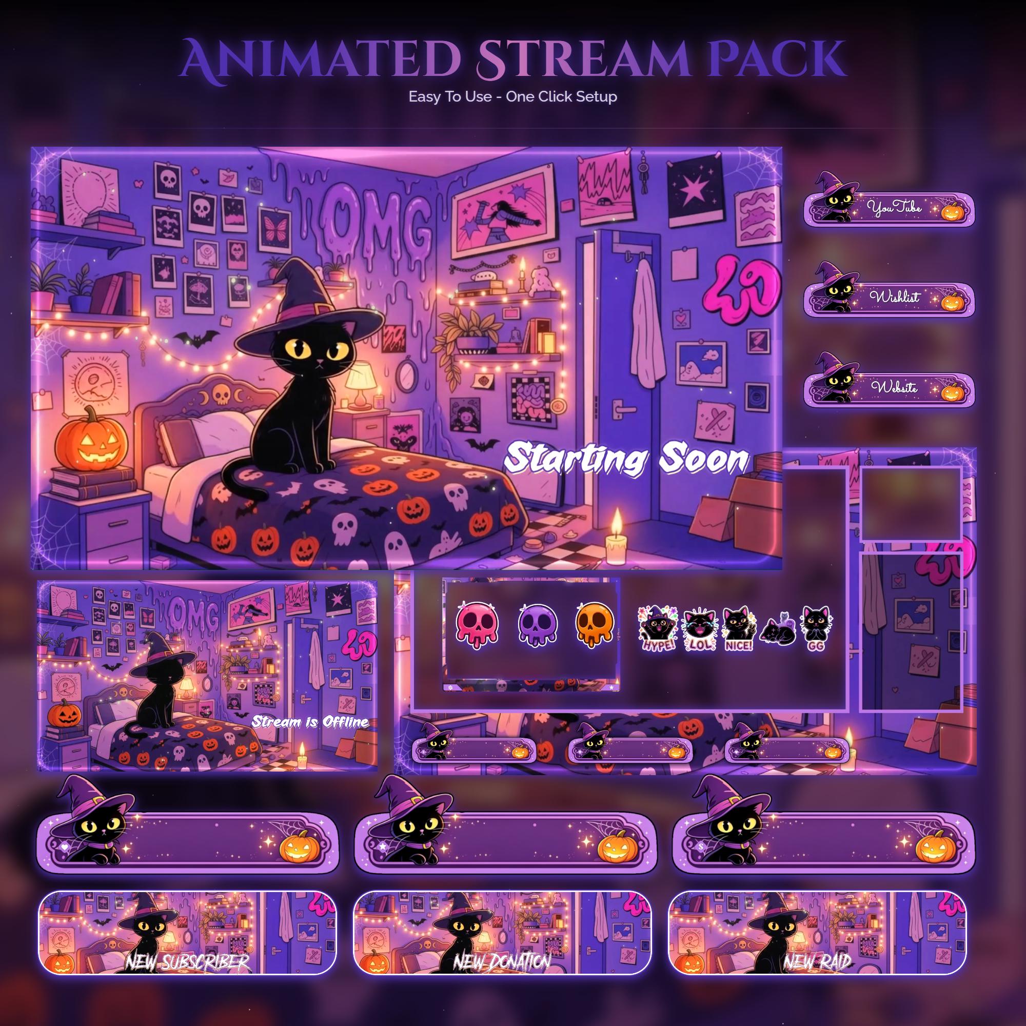Spooky Witch Cat Animated Overlay
