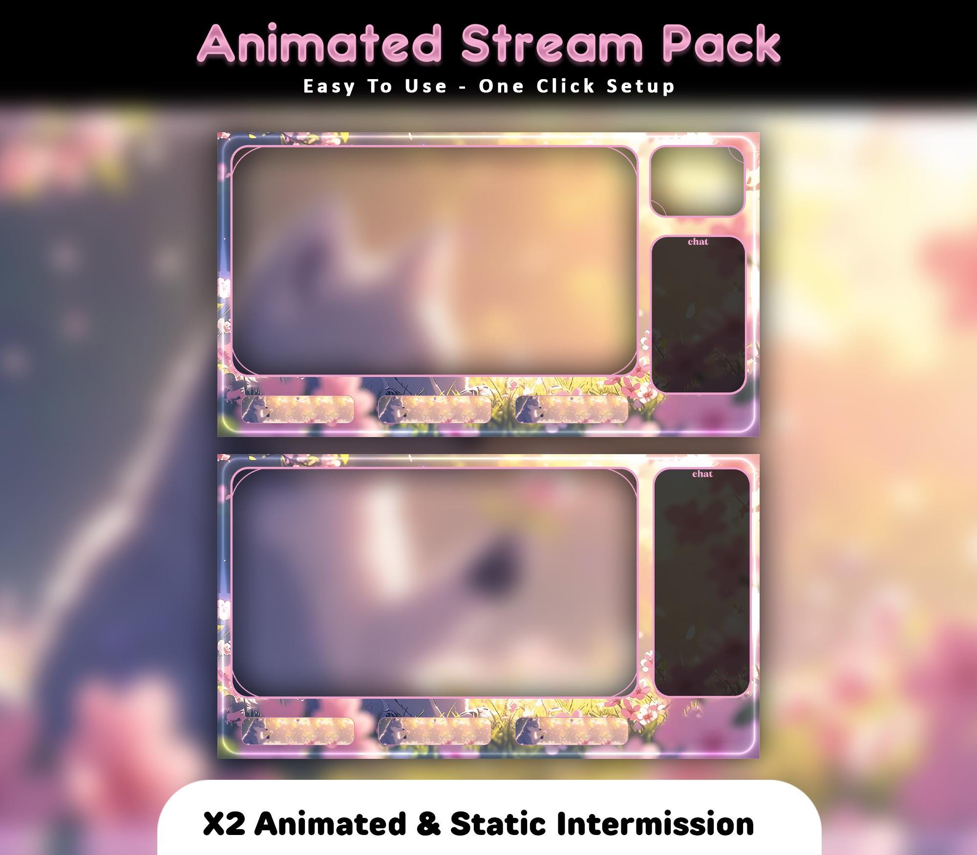 Blossom Wolf Animated Stream Package: For Twitch Overlay, YouTube, Kick — preview photo 6