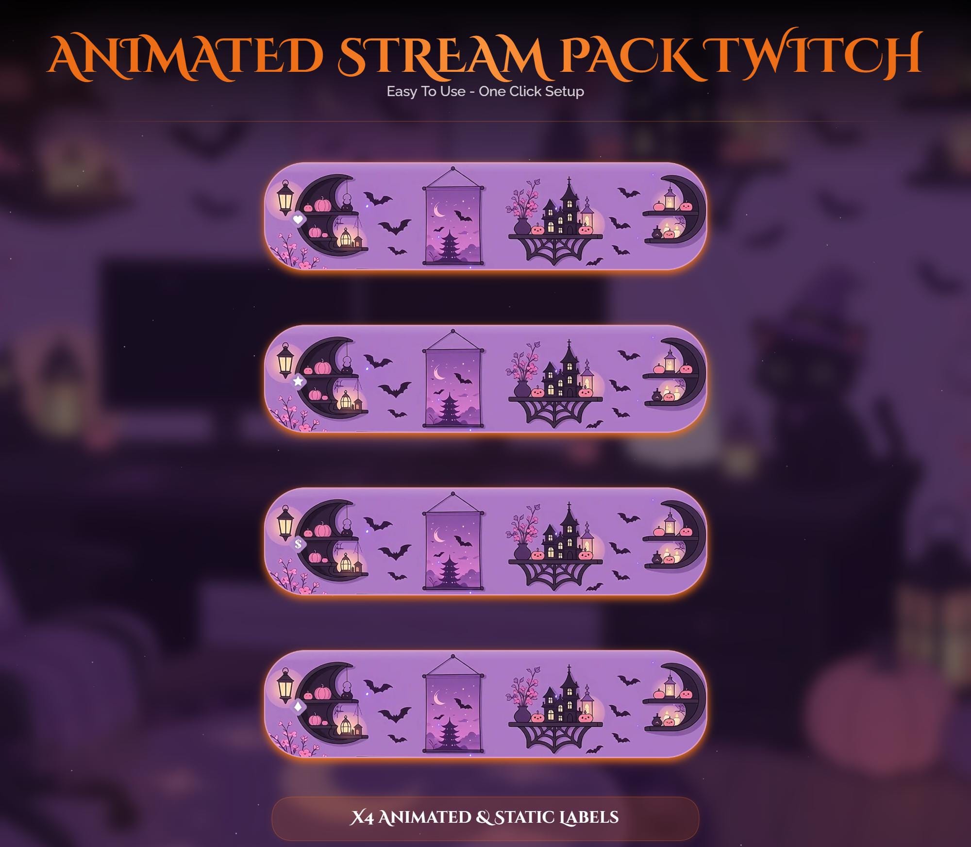 Animated Halloween Twitch Overlay Pack — preview photo 8