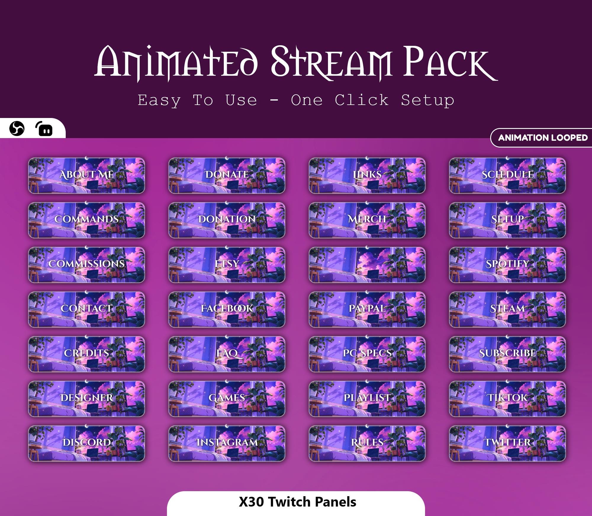 Animated Neon Bedroom Stream Package — preview photo 4
