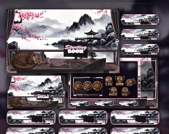 Otter Overlay Animated Stream Package: Twitch, YouTube, Kick | Setup Room Sakura Overlays