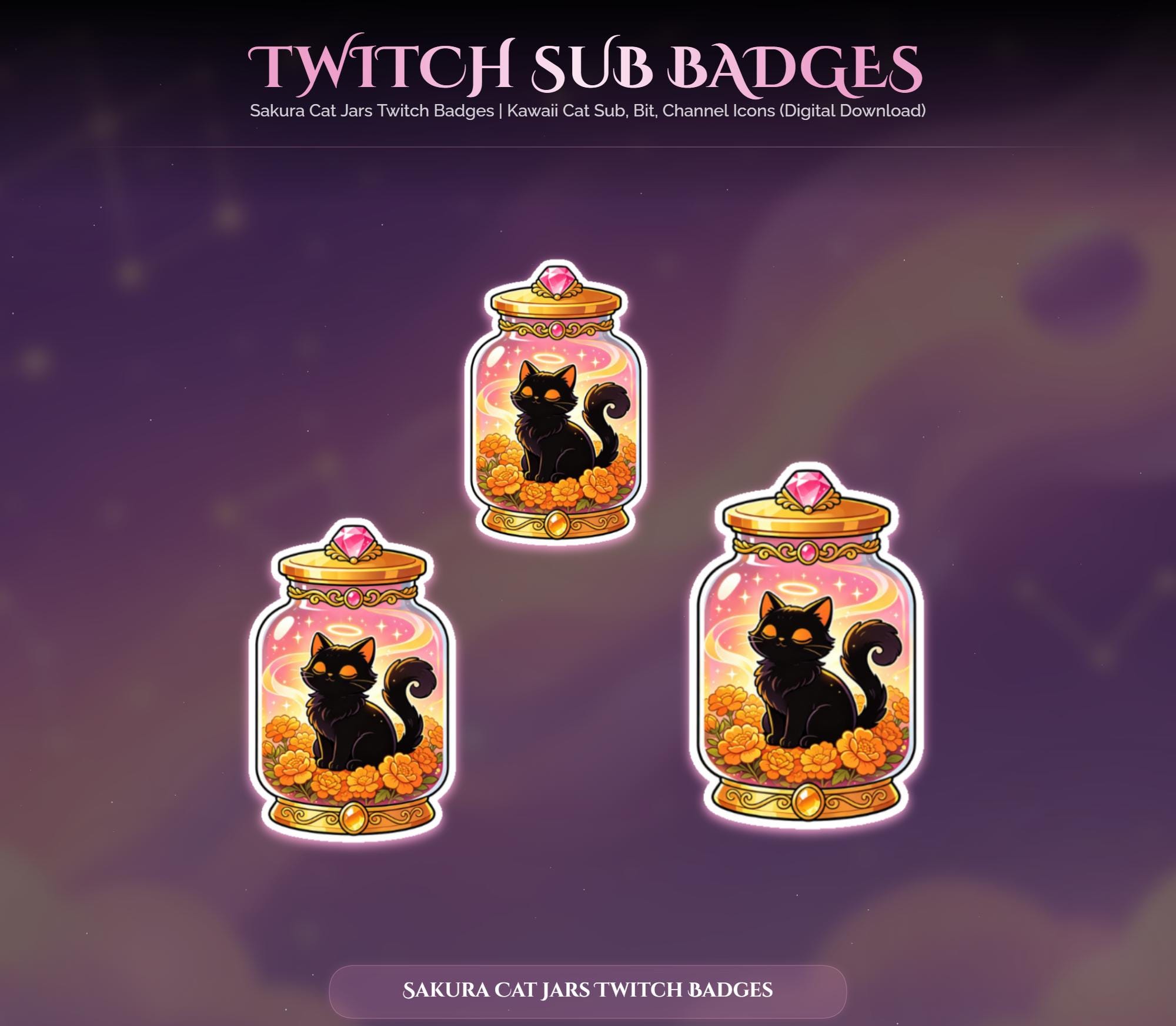 Sakura Cat Jars Twitch Badges — preview photo 9