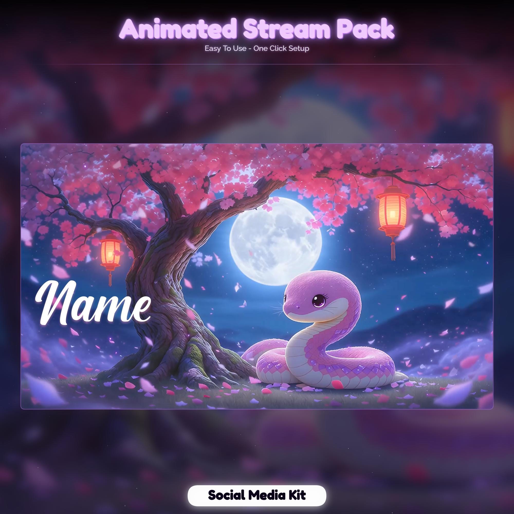 Sakura Snake Night Animated Stream Package — preview photo 10