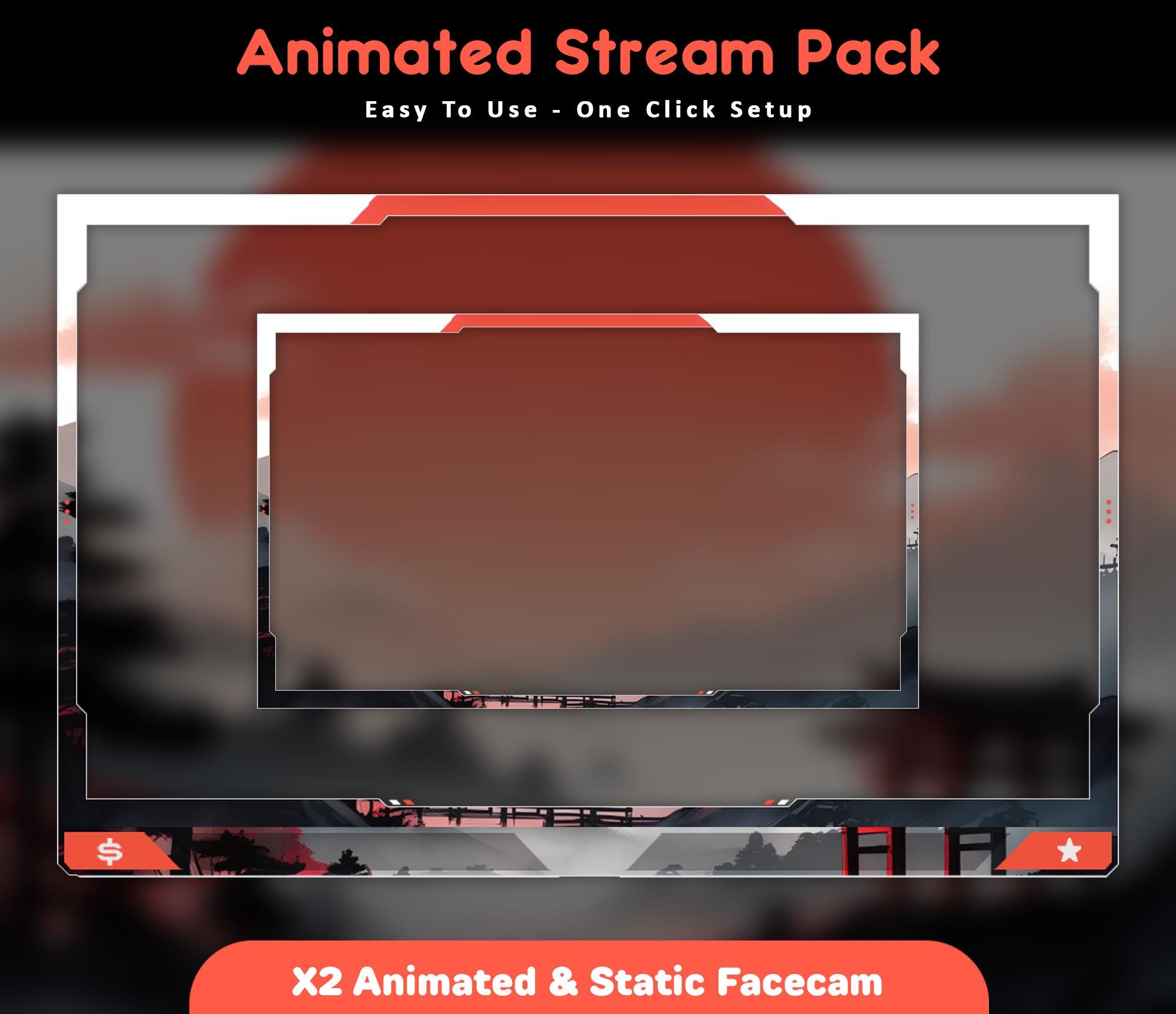 Moonlit Samurai Animated Stream Package: Twitch Overlay, YouTube, Kick — preview photo 5