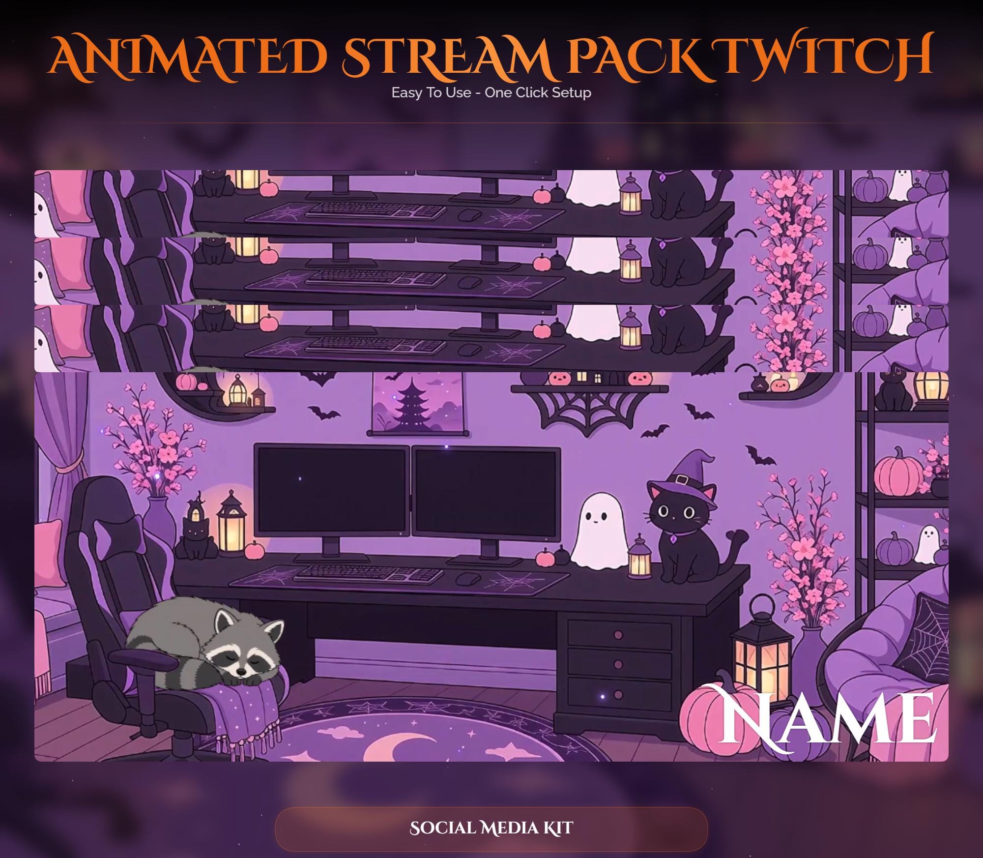 Animated Halloween Twitch Overlay Pack — preview photo 9