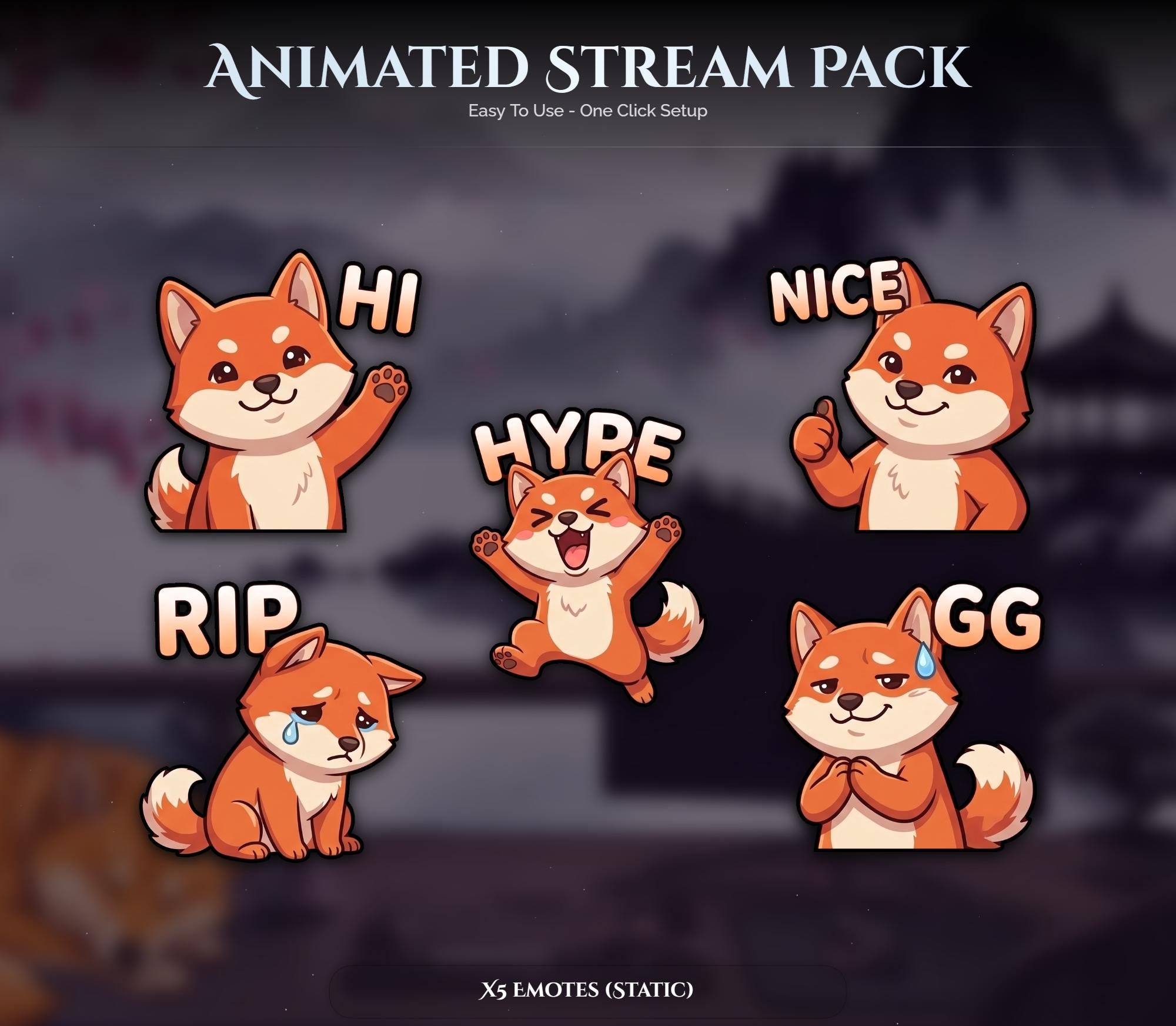 Akita Inu Dog Overlay Animated Stream Package: Twitch, YouTube, Kick — preview photo 6