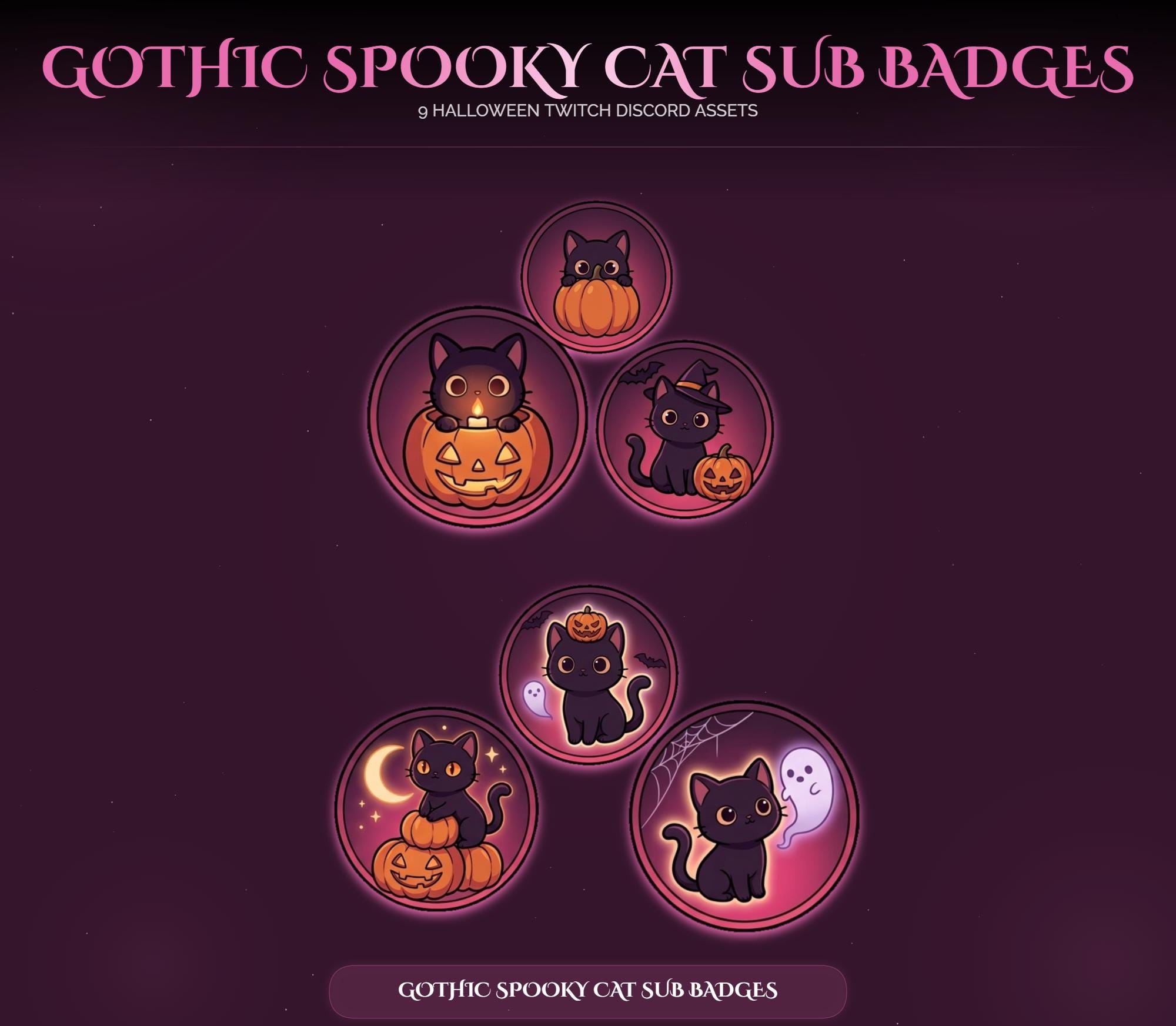Gothic Halloween Cat Sub Badges — preview photo 4
