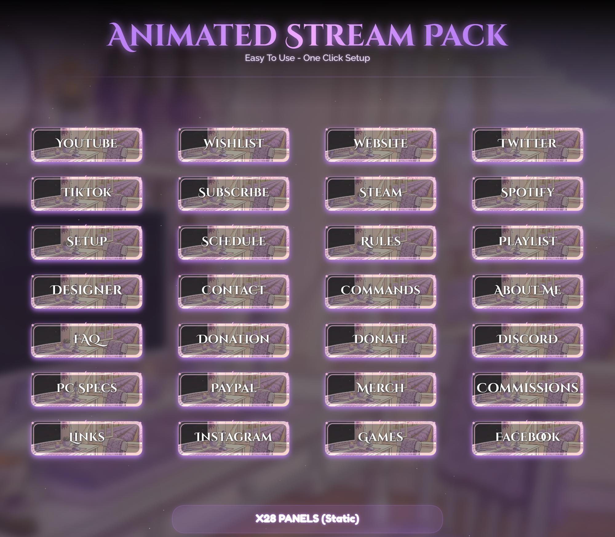 Lavender Spring Cat Animated Stream Package — preview photo 4