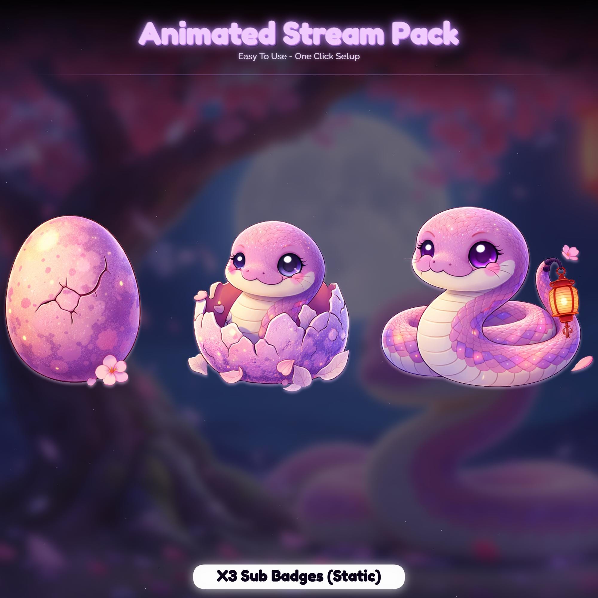 Sakura Snake Night Animated Stream Package — preview photo 9