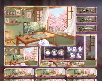 Sakura Fox Setup Animated Stream Package: For Twitch Overlay, YouTube, Kick | Fox Overlays
