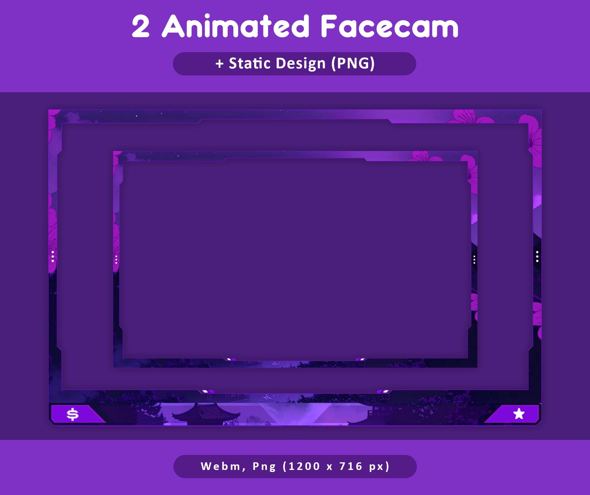 Purple Moon Sakura Animated Stream Package: Twitch Overlay, YouTube, Kick — preview photo 6