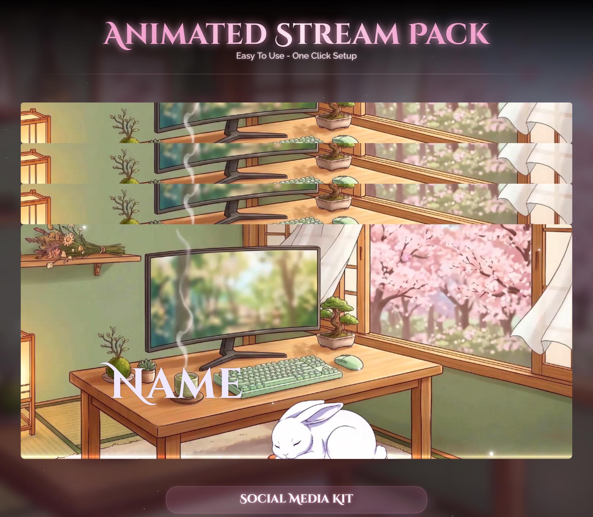 Sakura Setup Bunny Animated Stream Package — preview photo 9