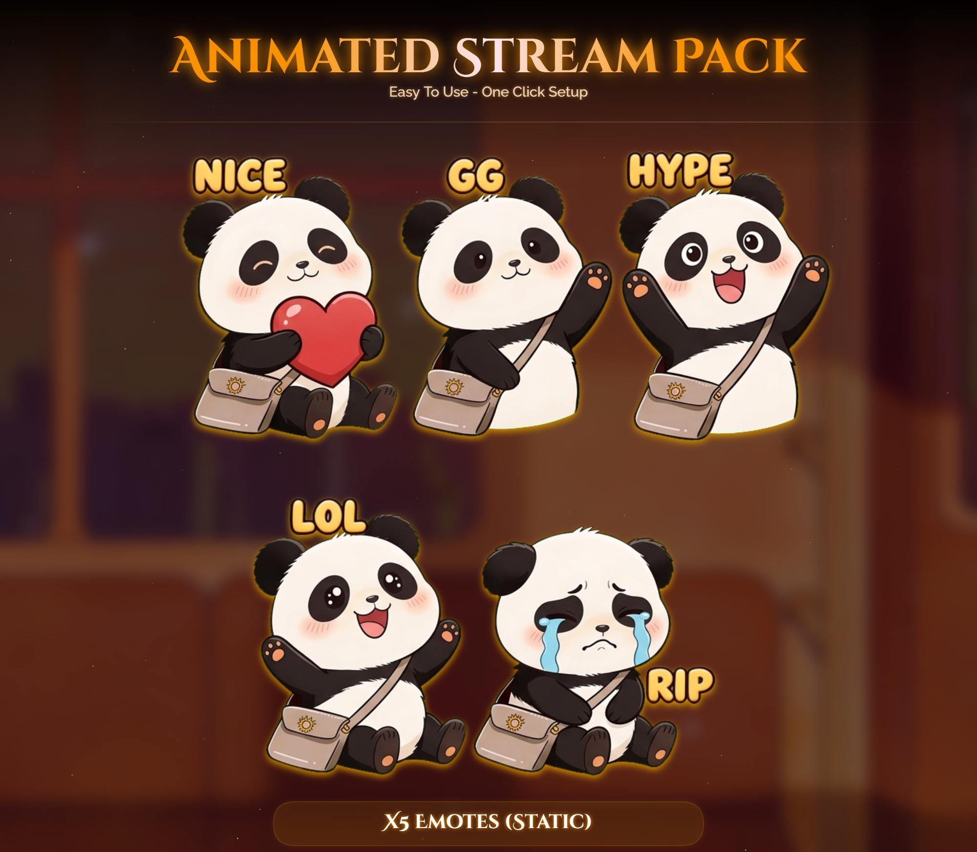 Train Sunset Panda Overlay Animated Stream Package: For Twitch, YouTube, Kick — preview photo 6