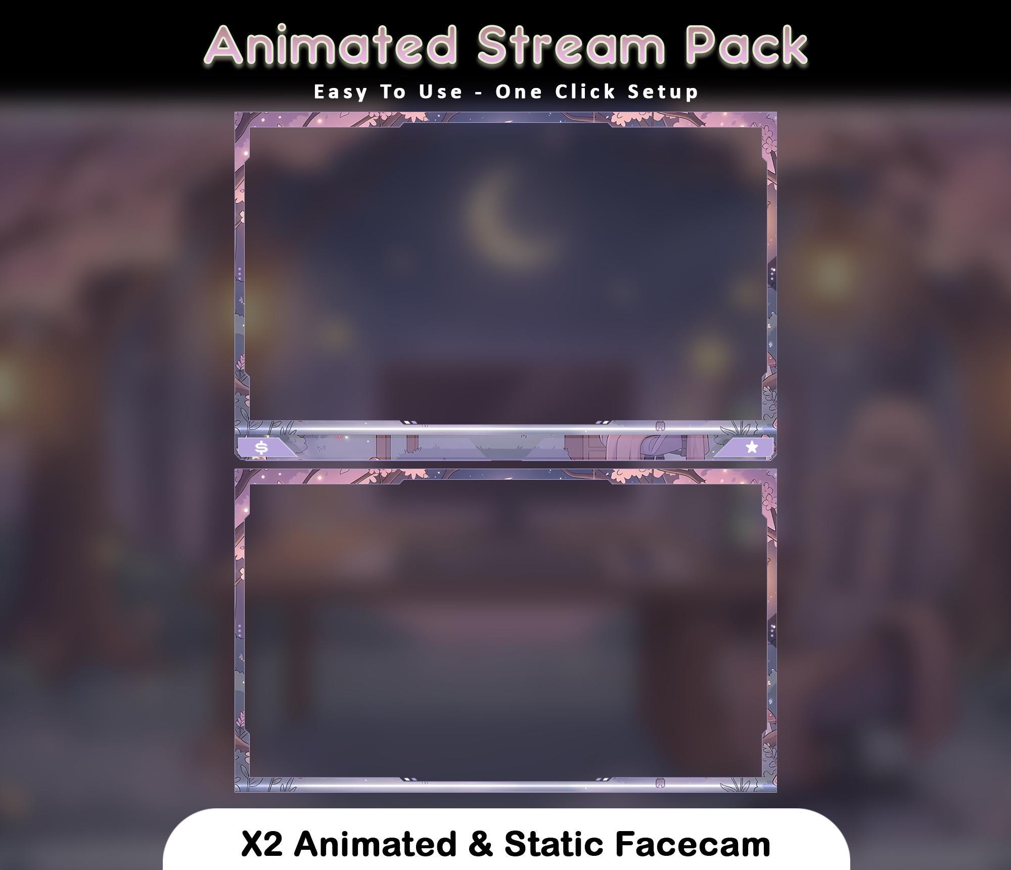 Cozy Night Animated Stream Package: For Twitch Overlay, YouTube, Kick — preview photo 5
