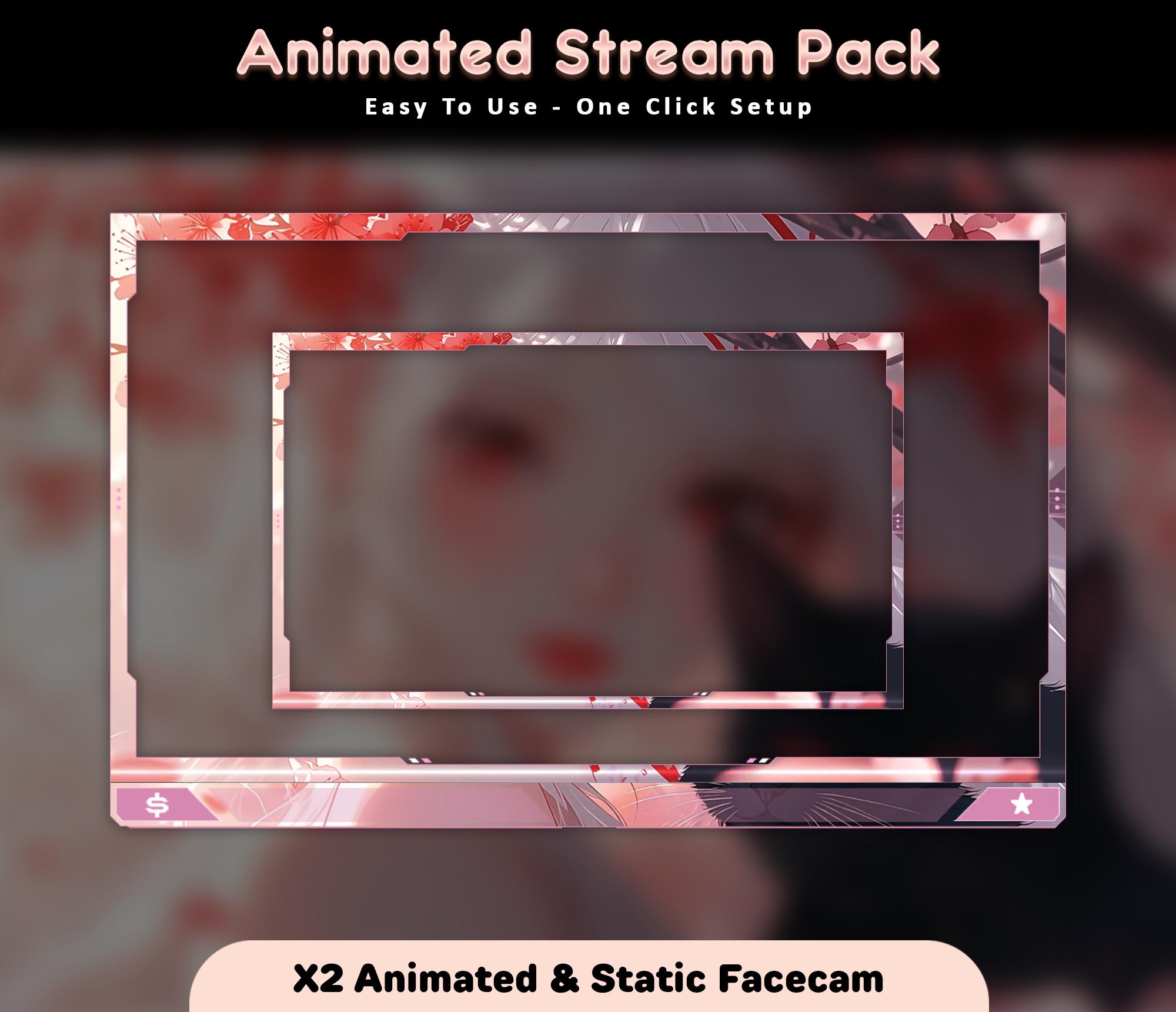 Sakura Cat Animated Stream Overlay Pack (Twitch/YouTube/Kick) — preview photo 3