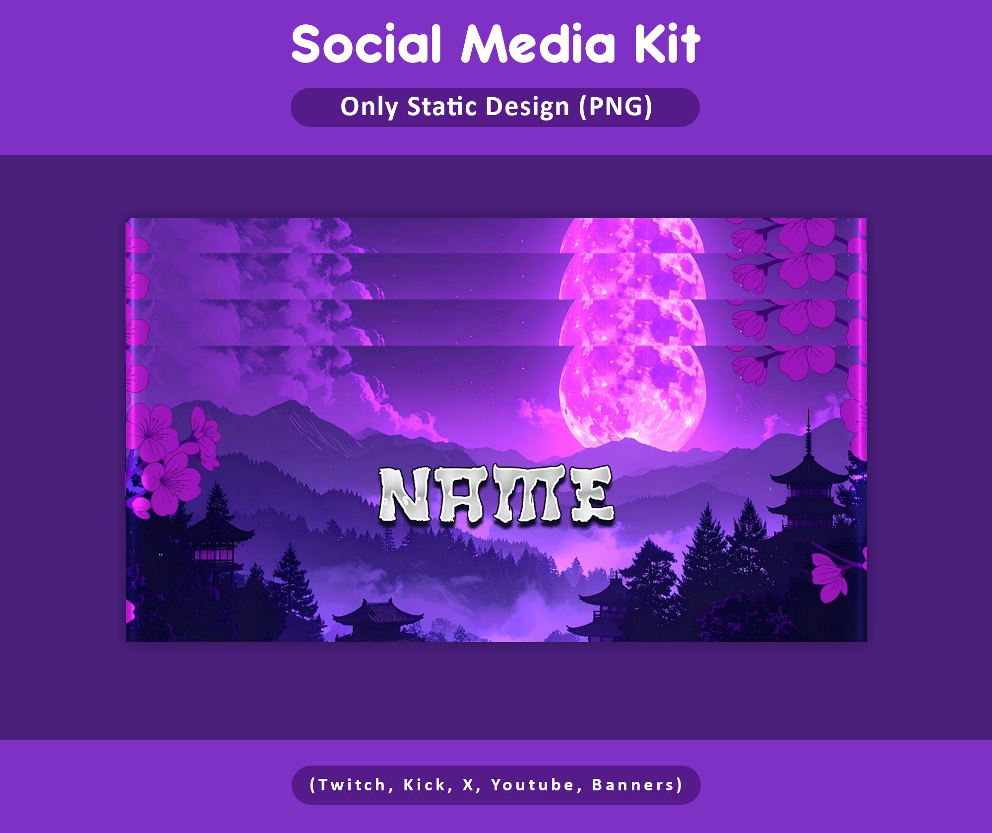 Purple Moon Sakura Animated Stream Package: Twitch Overlay, YouTube, Kick — preview photo 8