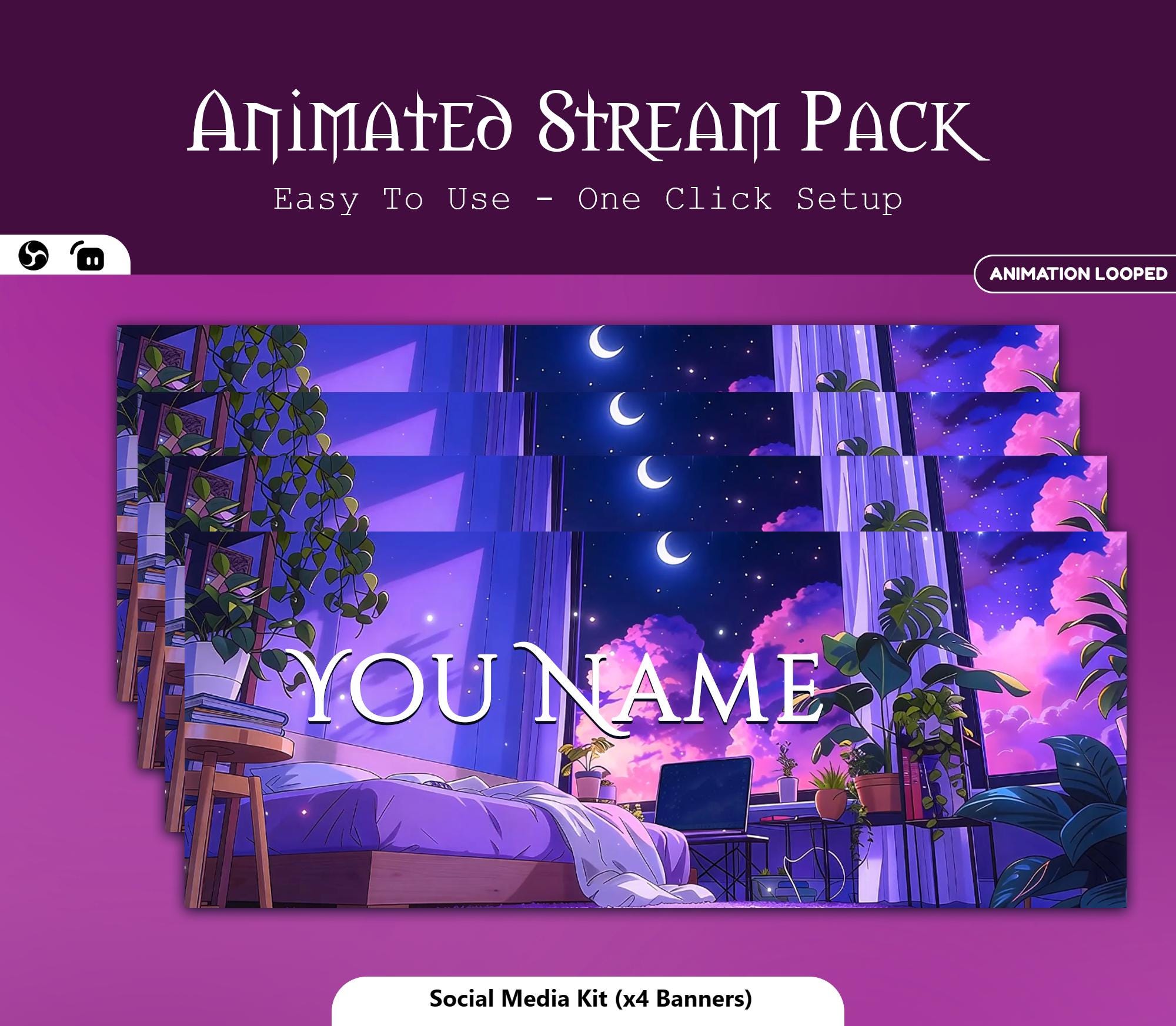 Animated Neon Bedroom Stream Package — preview photo 8