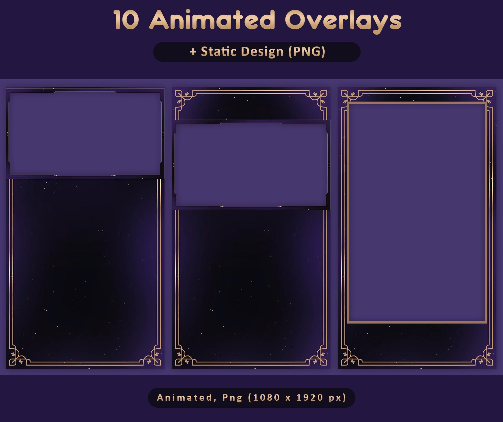 Royal Purple Night Animated TikTok Stream Overlay Package, TikTok Overlays (Digital Download) — preview photo 5