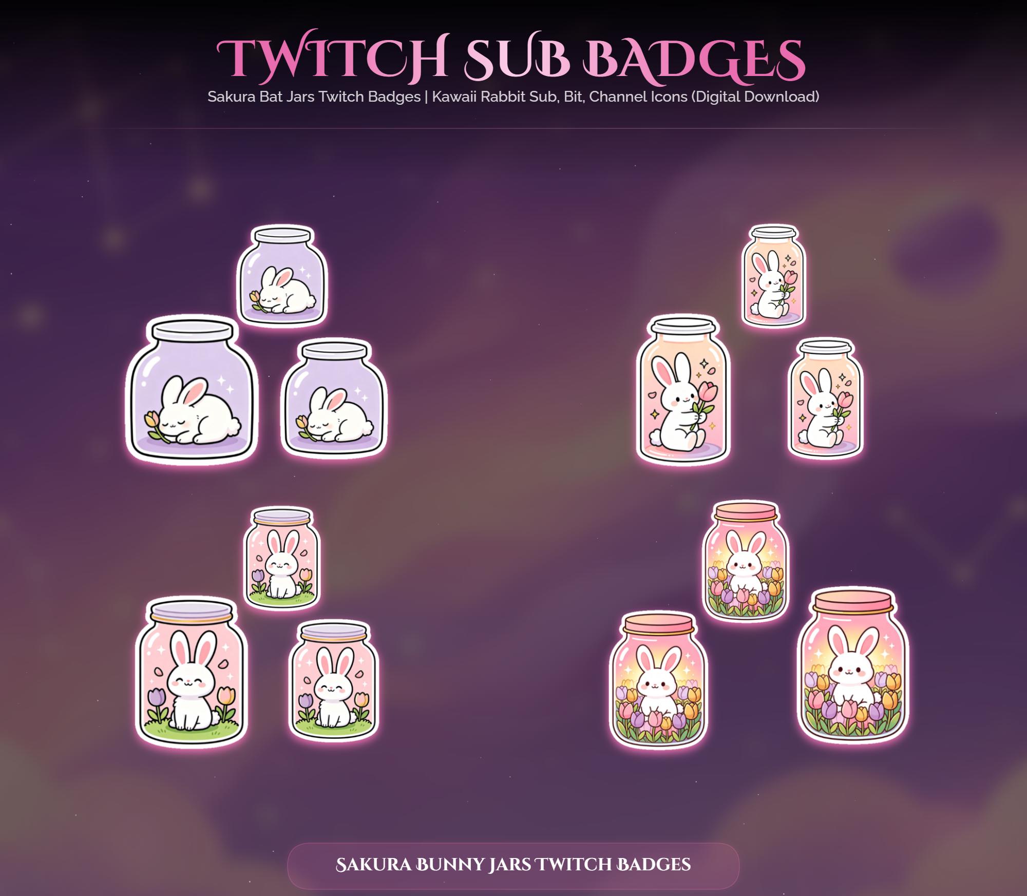 Sakura Bunny Jar Twitch Badges — preview photo 2