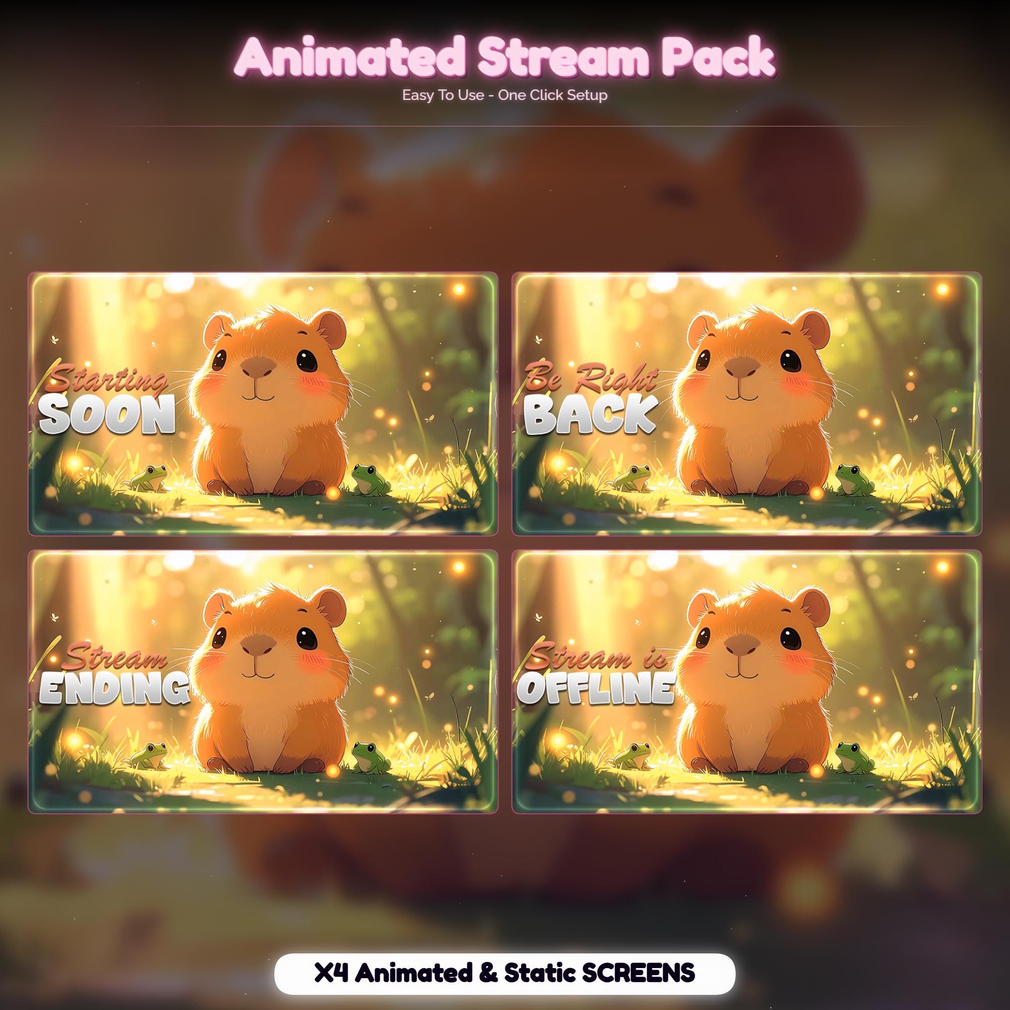 Capybara Forest Animated Stream Package : Twitch Overlay, YouTube, Kick — preview photo 2