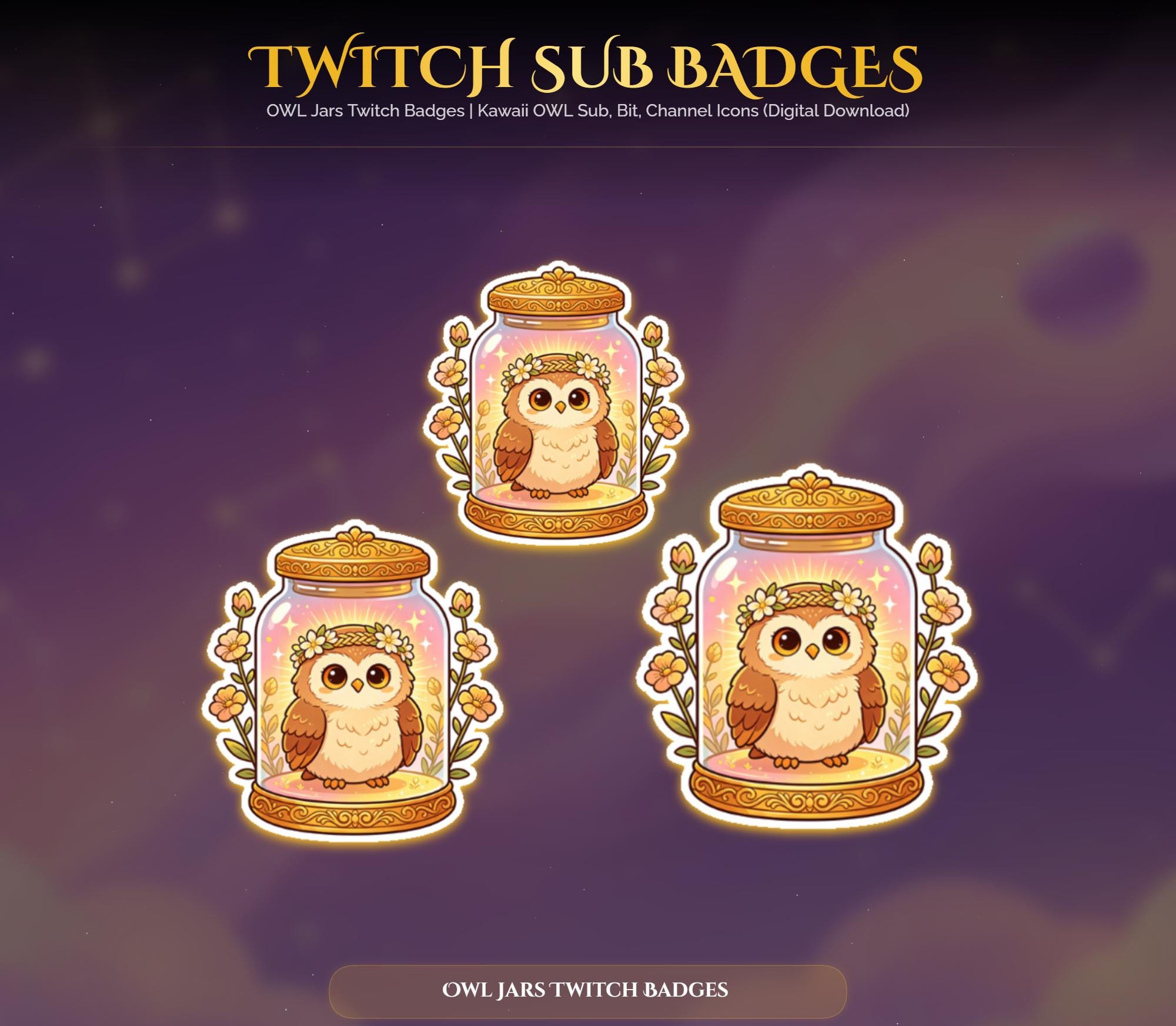 Sakura Owl Jars Twitch Badges — preview photo 8