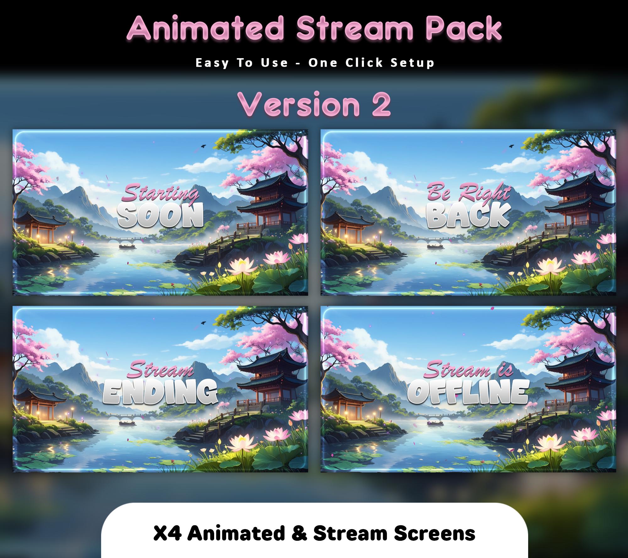 Mid-day Cats Sakura Animated Stream Package: Twitch Overlay, YouTube, Kick — preview photo 4