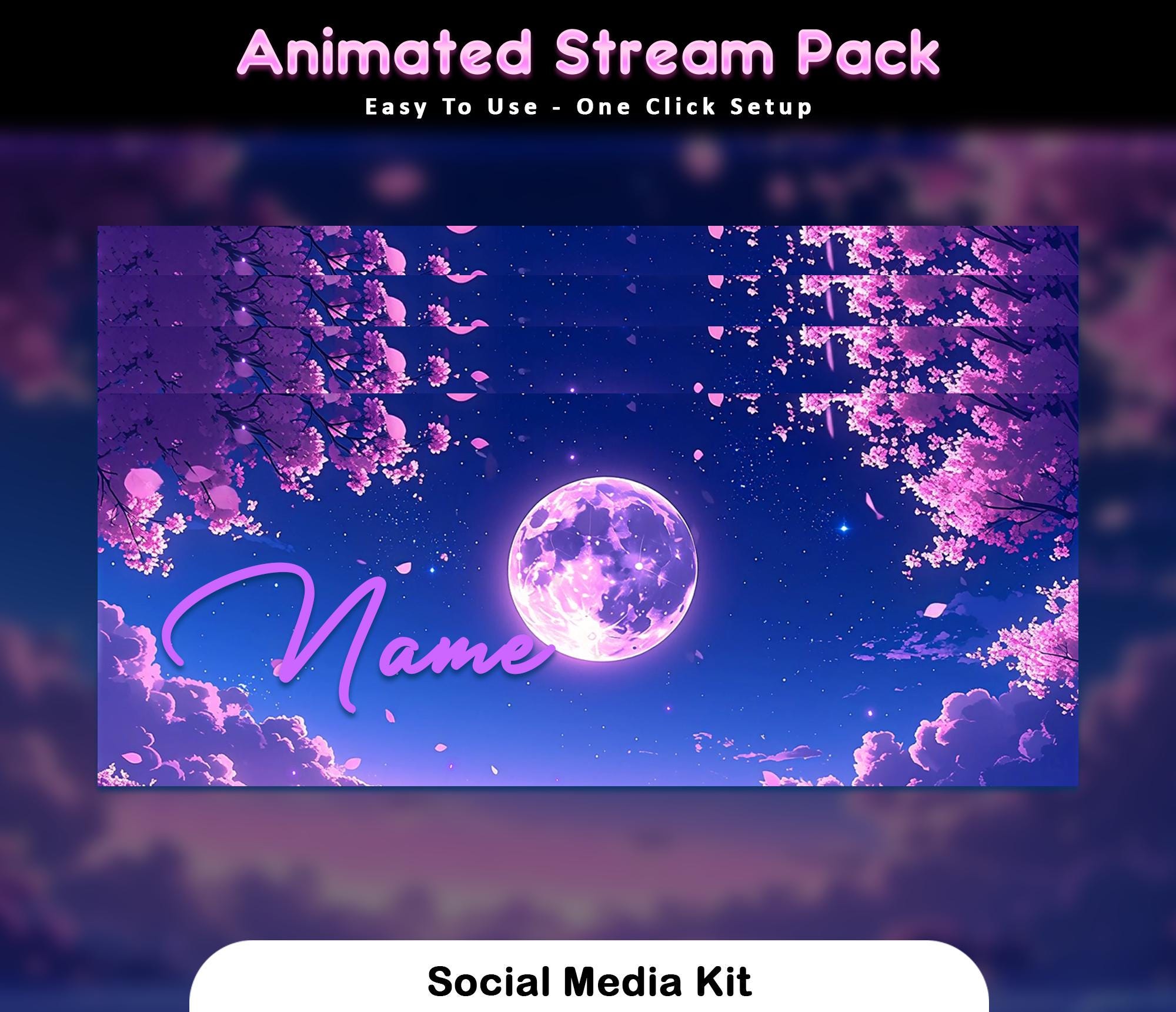 Sakura Moon Animated Stream Pack — preview photo 10