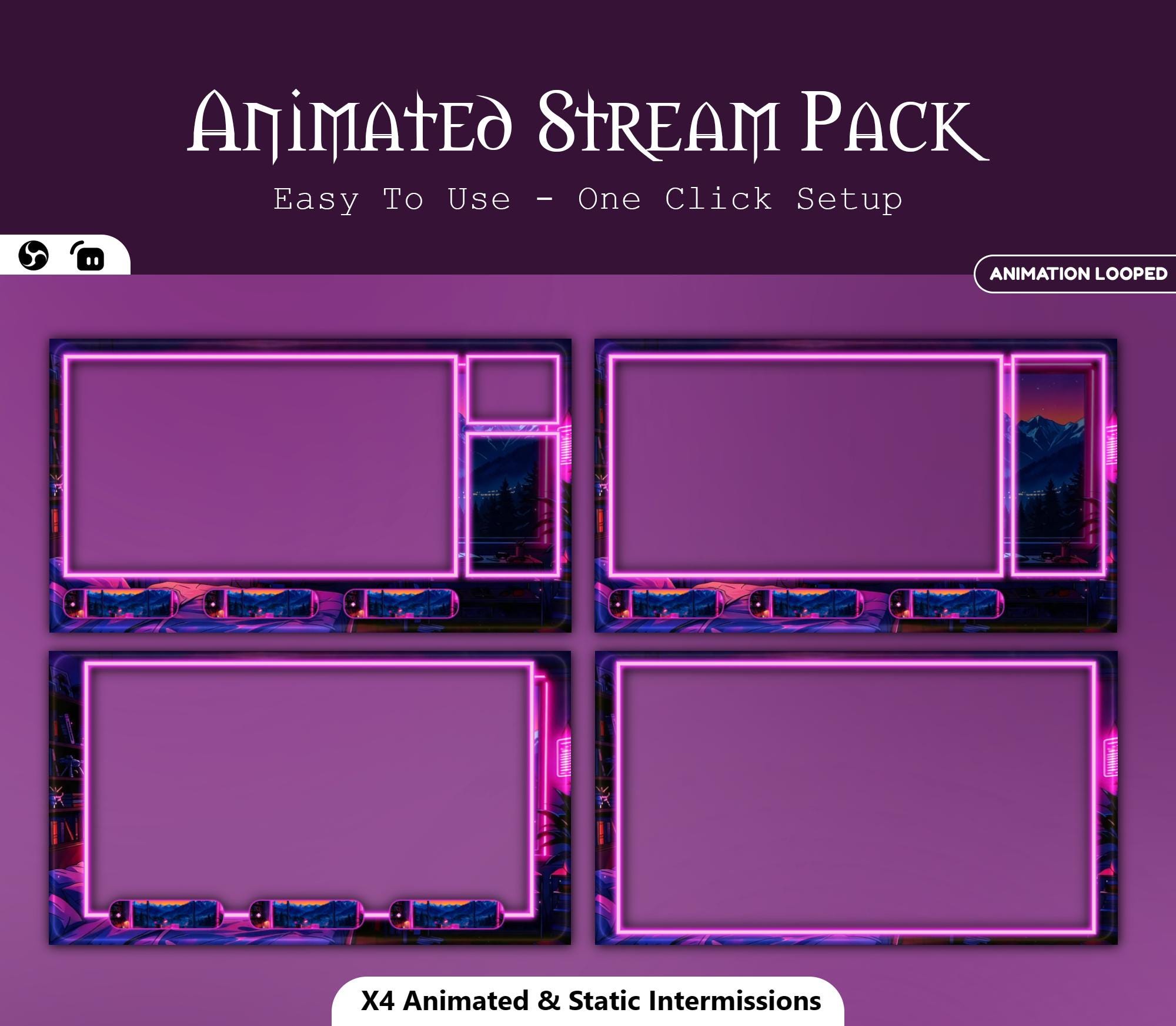 Animated Neon Bedroom Stream Package — preview photo 3