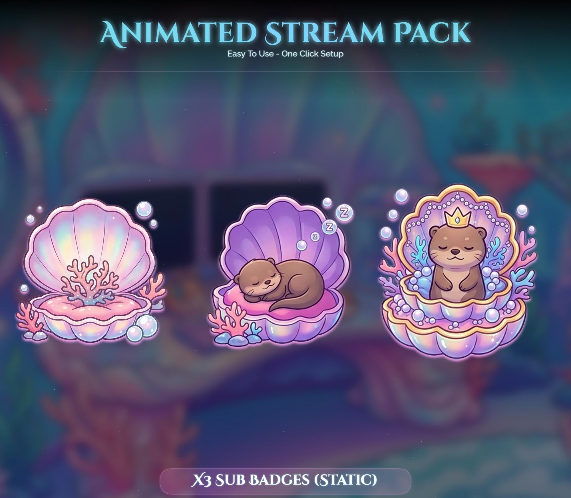 Otter Under Sea Room Animated Stream Package — preview photo 6