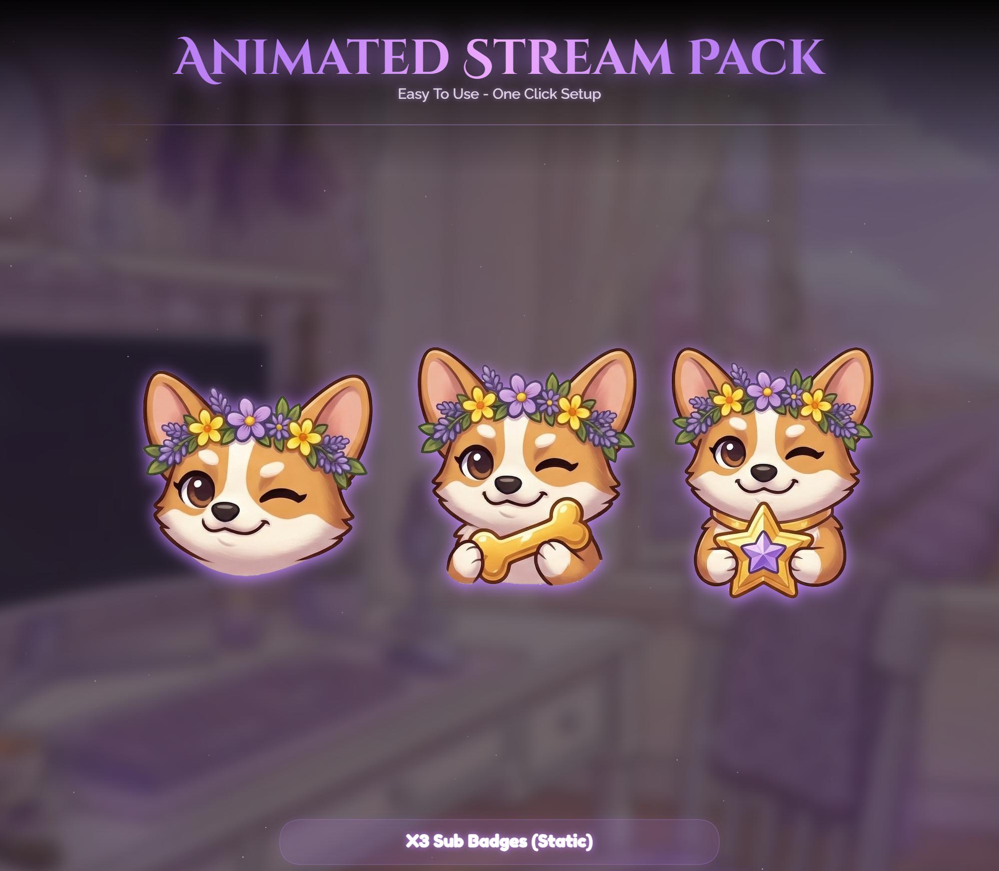 Lavender Spring Dog Animated Stream Package — preview photo 9