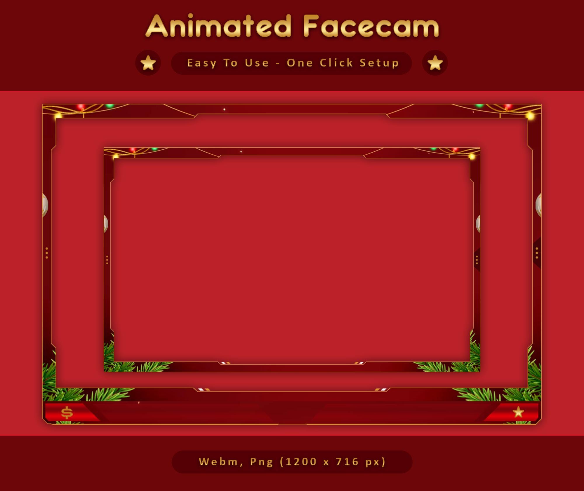 Red Gold Christmas Animated TikTok Stream Overlay Package (Digital Download) — preview photo 7