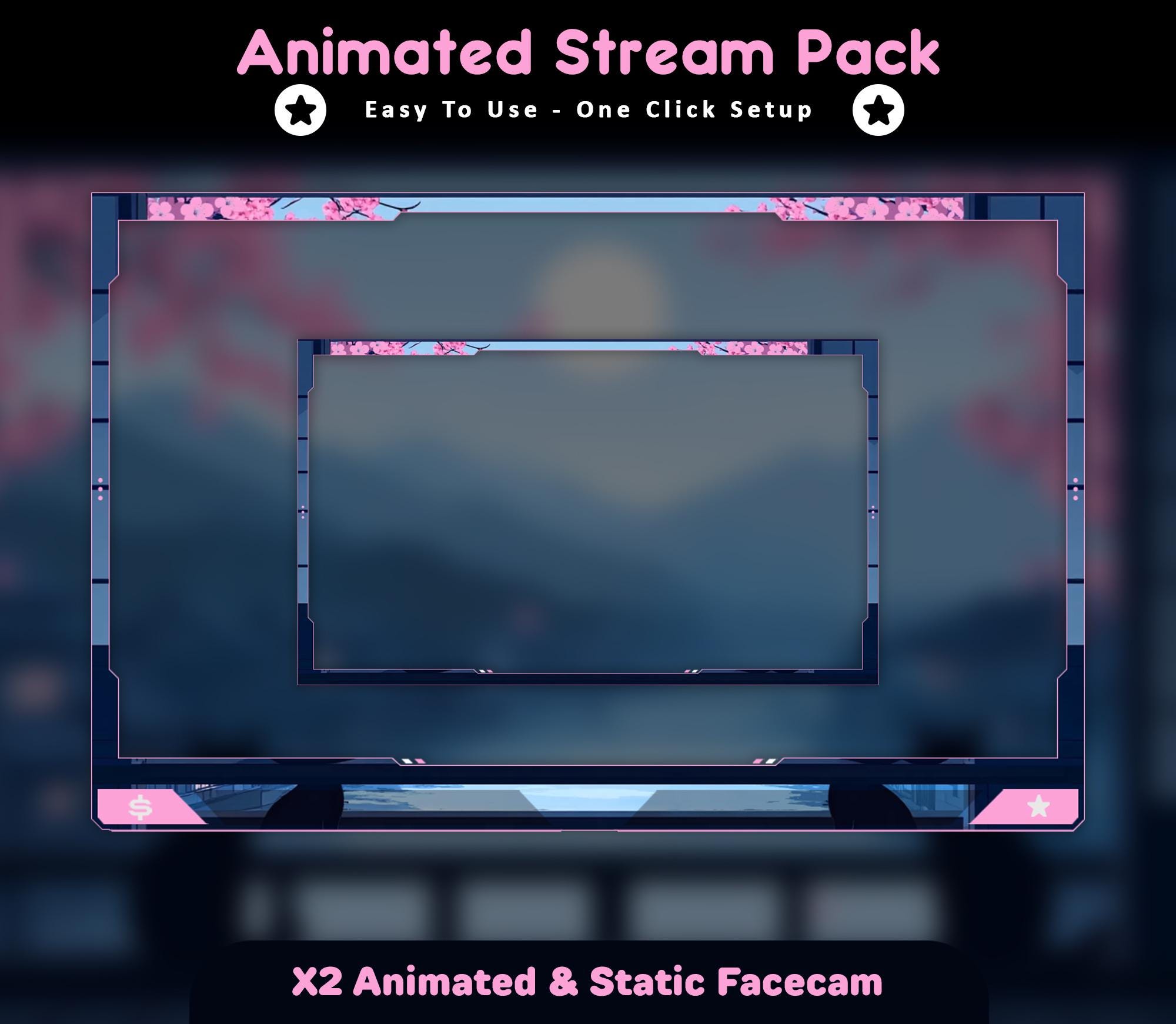 Sakura Cat Animated Stream Package: Twitch Overlay, YouTube, Kick (Digital Download) — preview photo 5