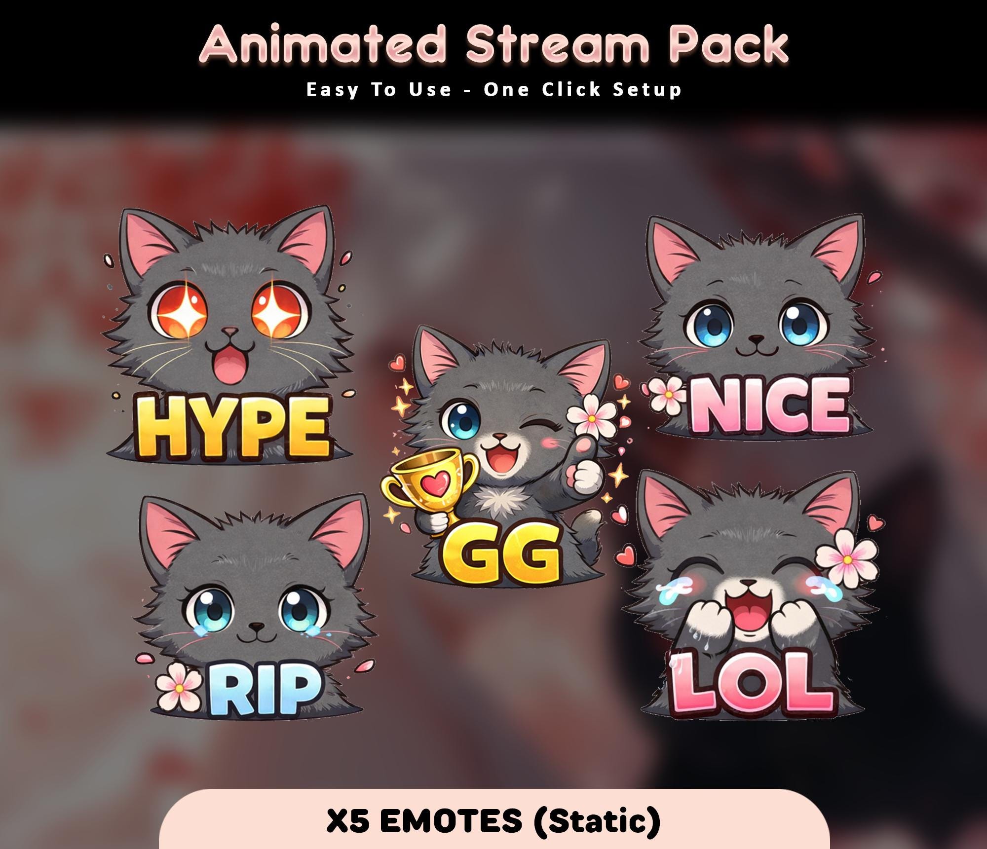 Sakura Cat Animated Stream Overlay Pack (Twitch/YouTube/Kick) — preview photo 9