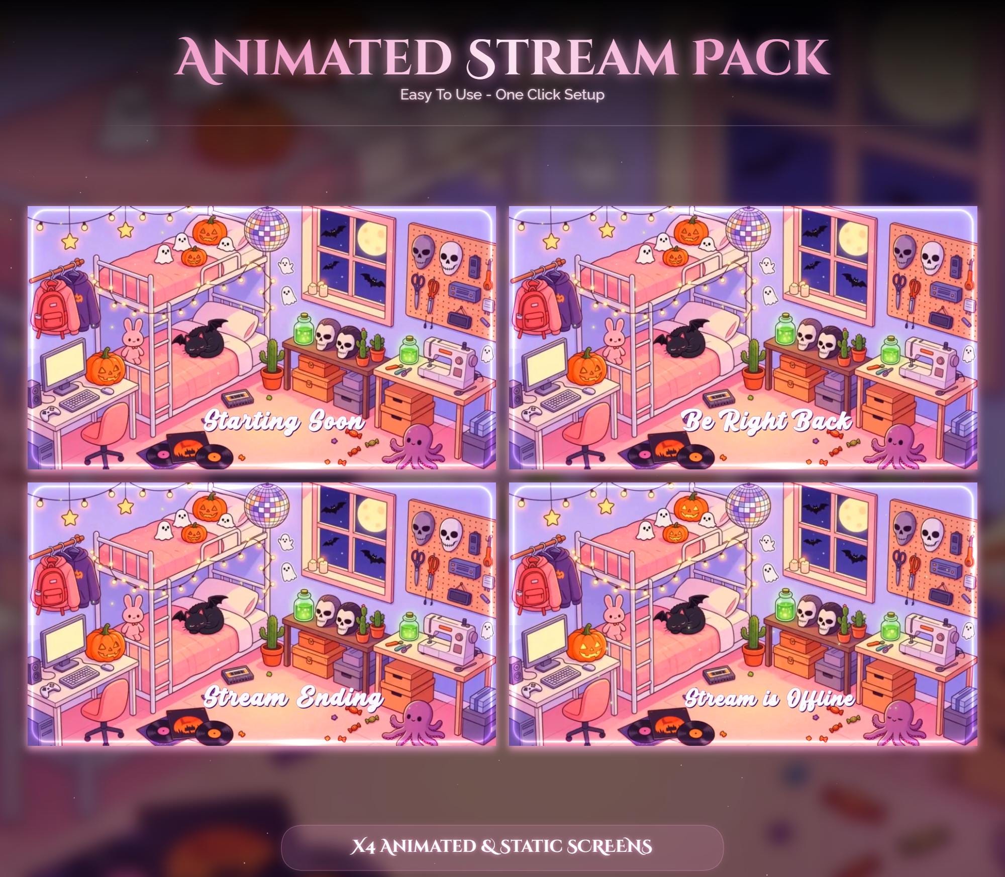 Halloween Cat Animated Overlay Pack — preview photo 2