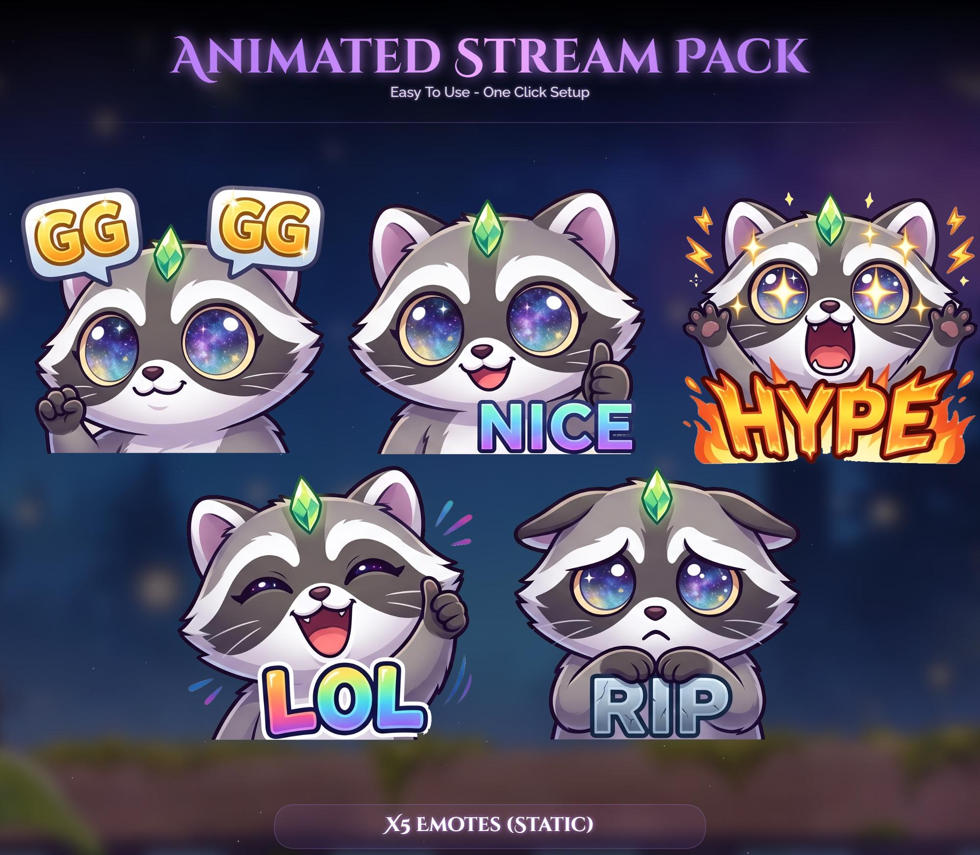 Animated Raccoon Stream Overlay Pack — preview photo 9