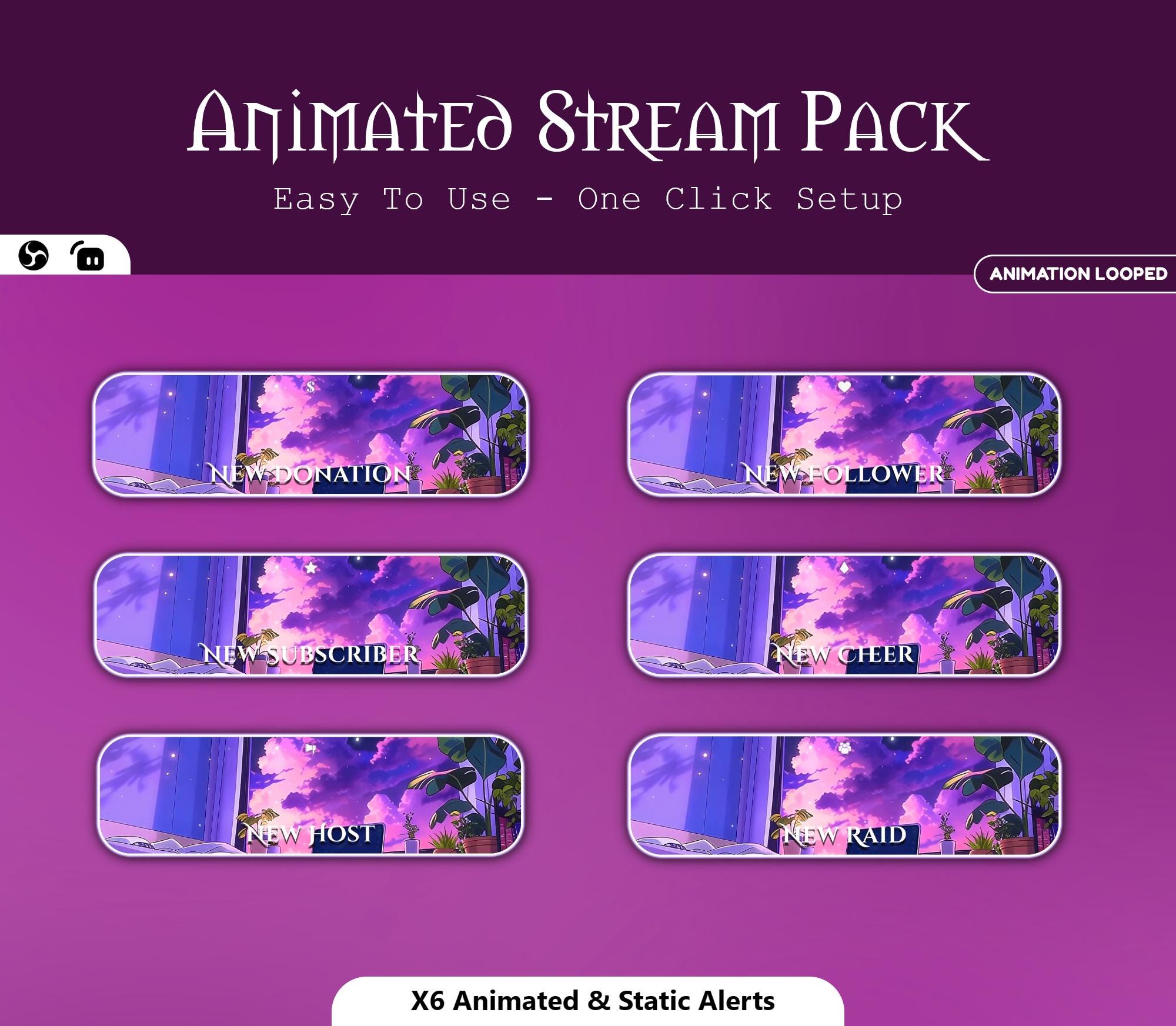Animated Neon Bedroom Stream Package — preview photo 2