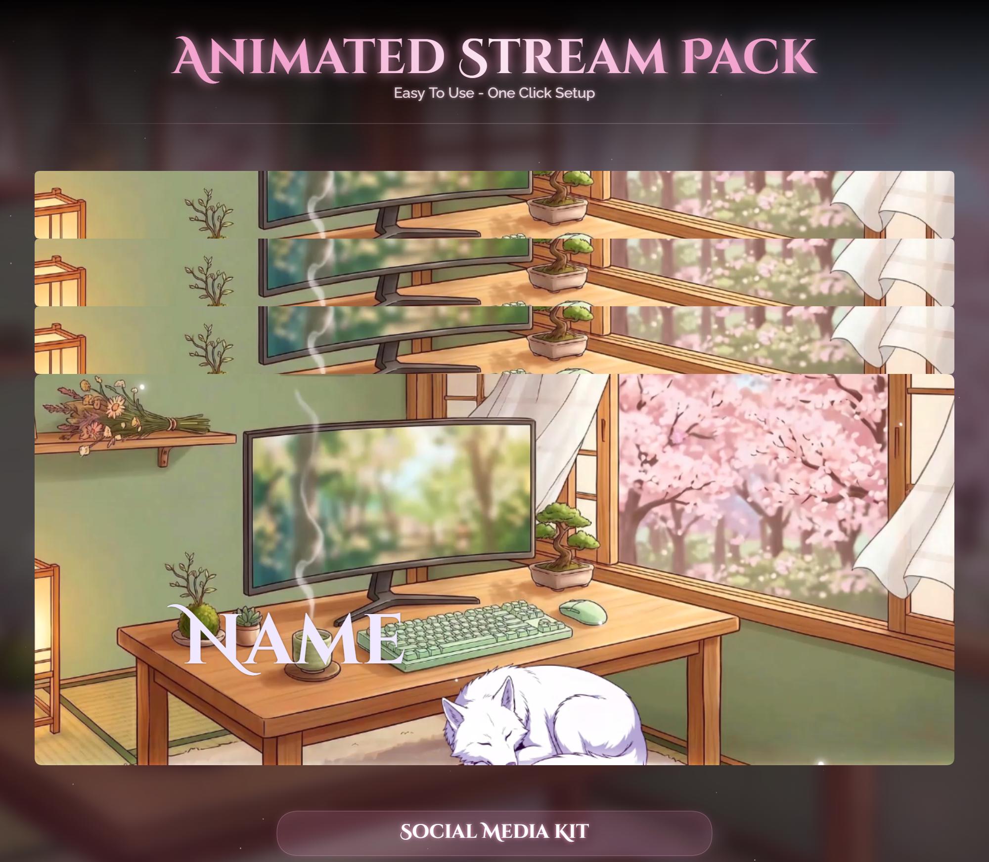 Sakura Wolf Setup Animated Stream Package: For Twitch Overlay, YouTube, Kick — preview photo 10