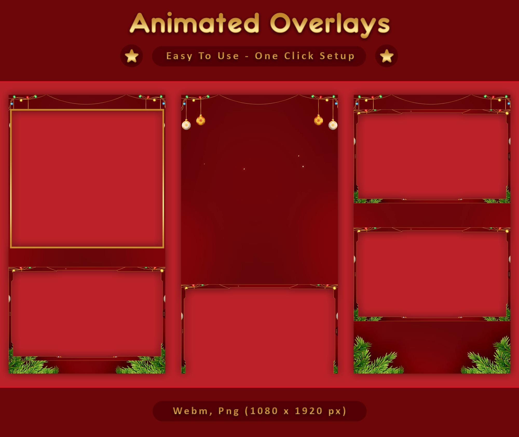Red Gold Christmas Animated TikTok Stream Overlay Package (Digital Download) — preview photo 4