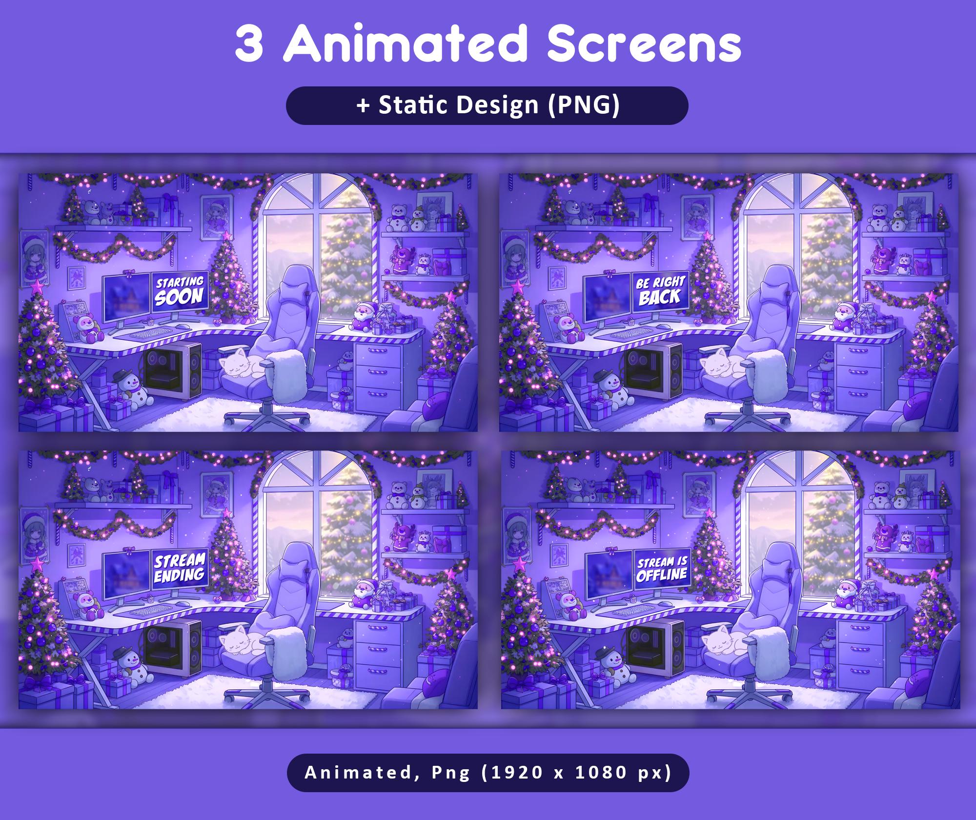 Purple Cat Overlay Animated Stream Pack — preview photo 2