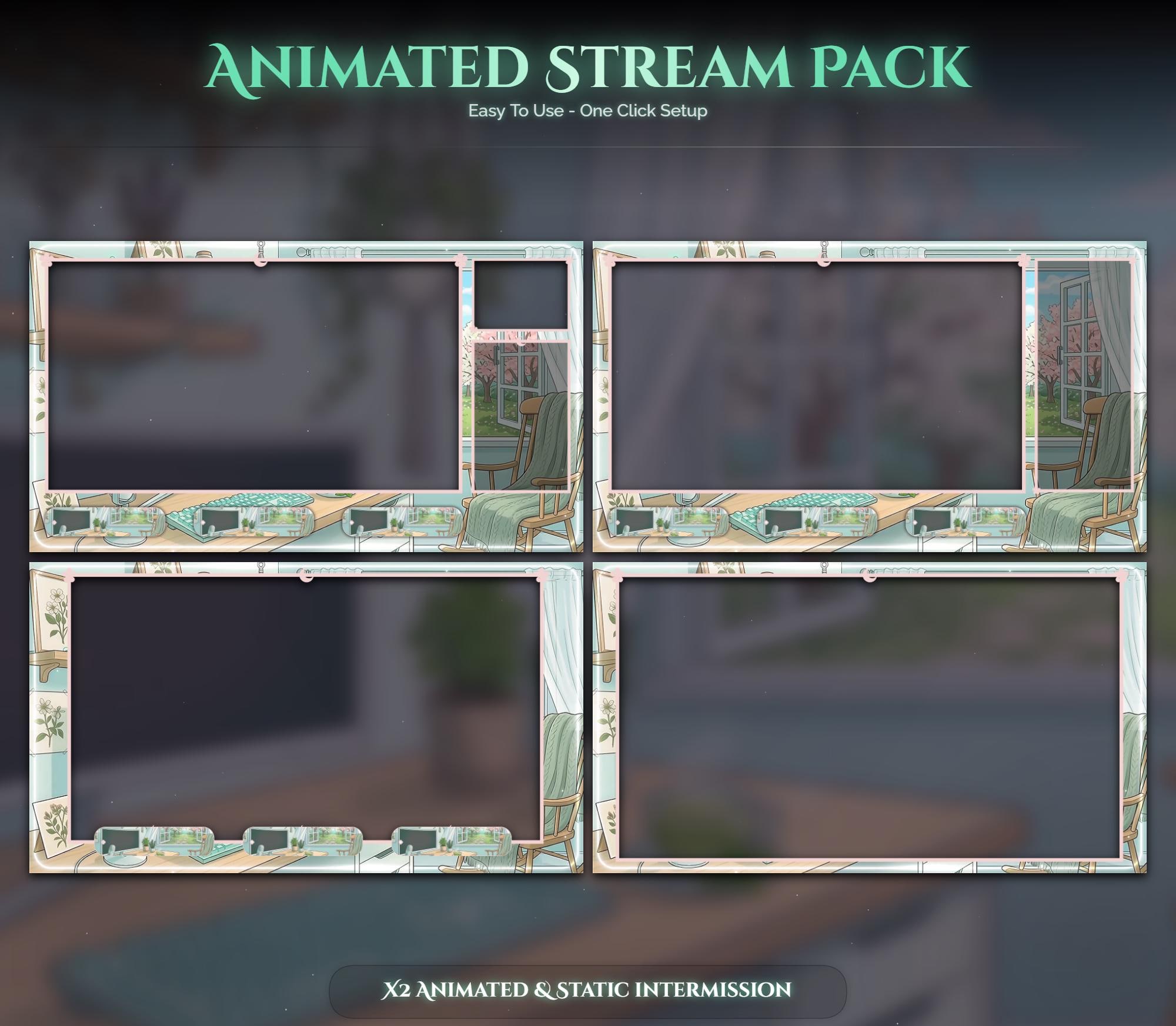Matcha Cat Animated Stream Package: For Twitch Overlay, YouTube, Kick — preview photo 3