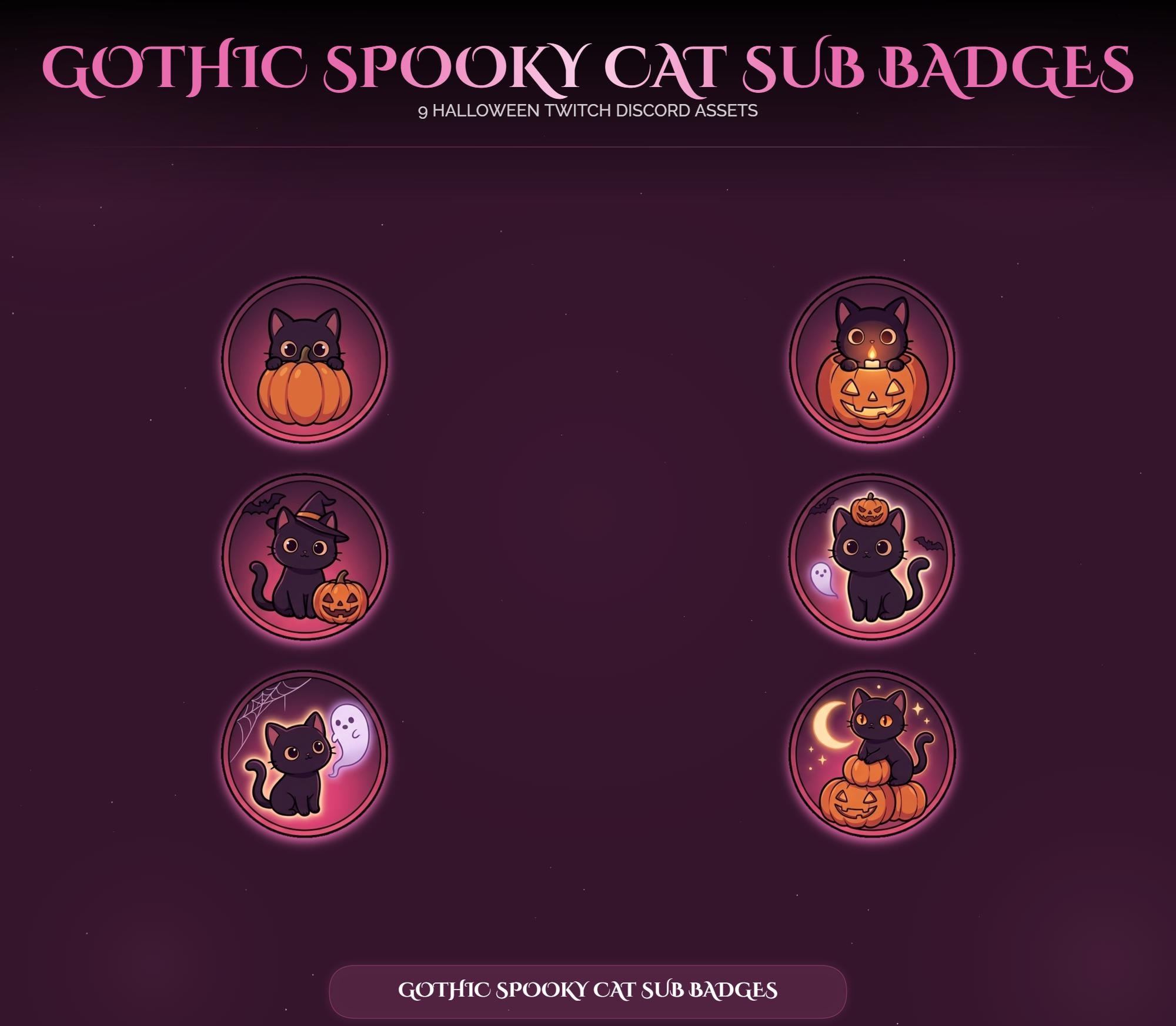 Gothic Halloween Cat Sub Badges — preview photo 8