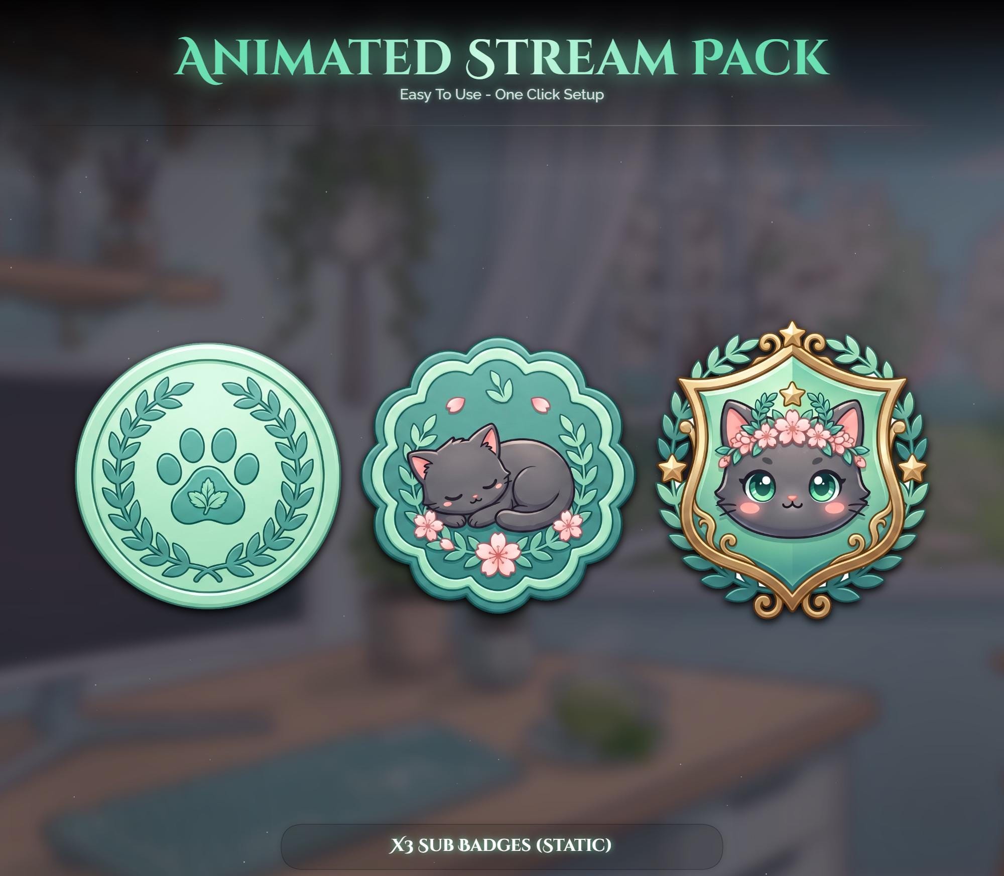 Matcha Cat Animated Stream Package: For Twitch Overlay, YouTube, Kick — preview photo 9