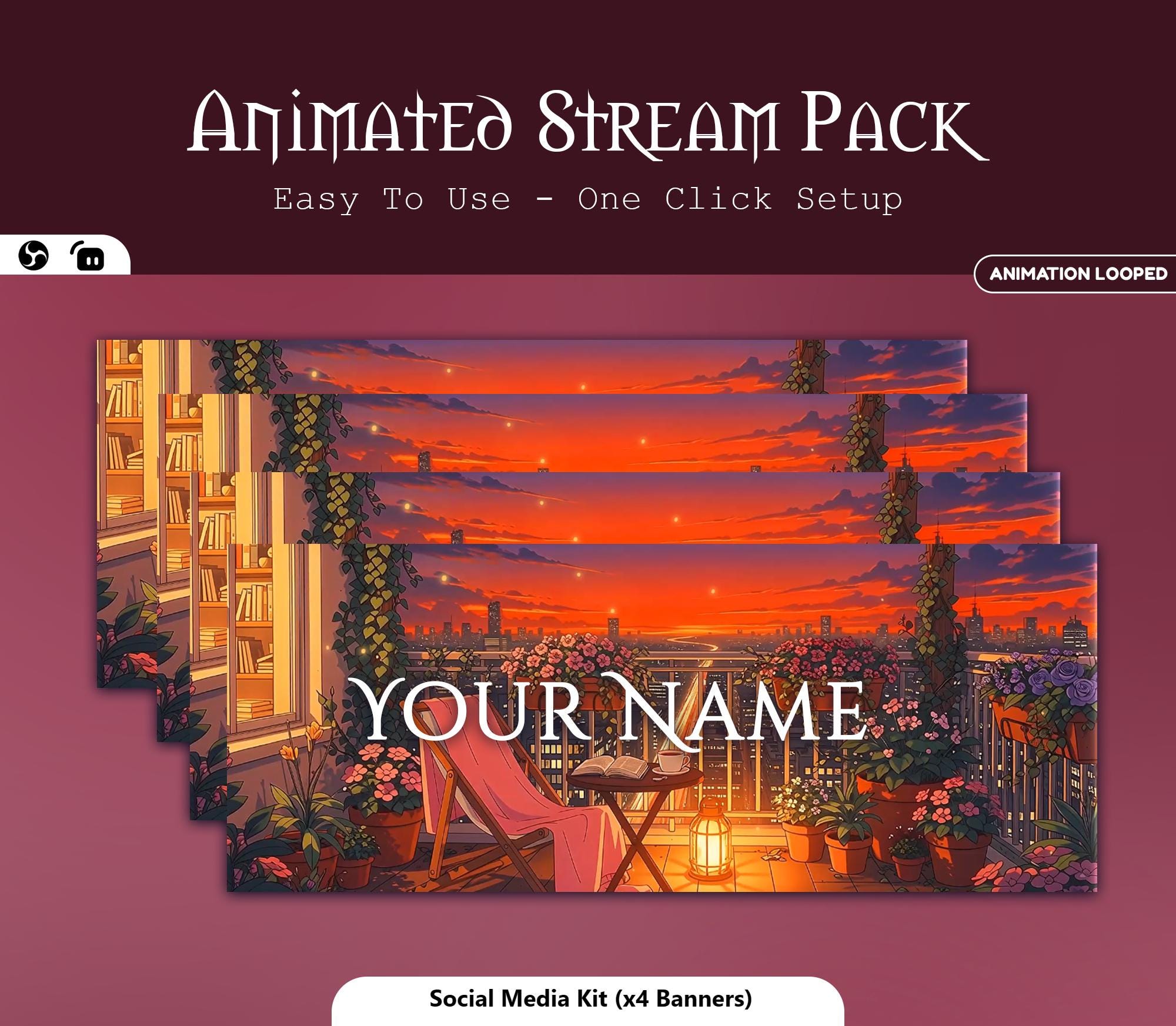 Cozy Terrace Night Cityscape Animated Overlay — preview photo 9