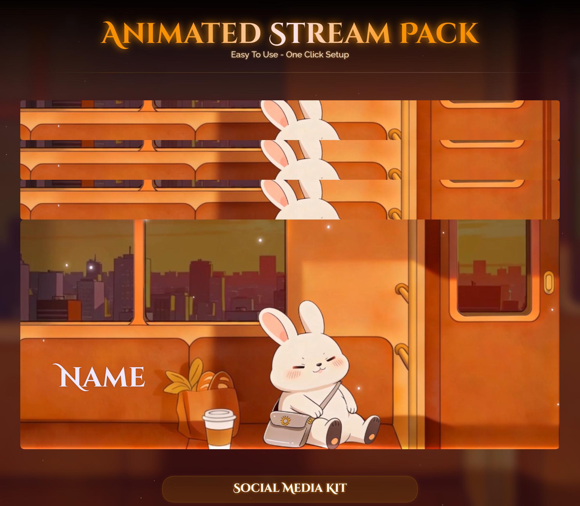 Train Sunset Rabbit Overlay Animated Stream Package: For Twitch, YouTube, Kick — preview photo 10
