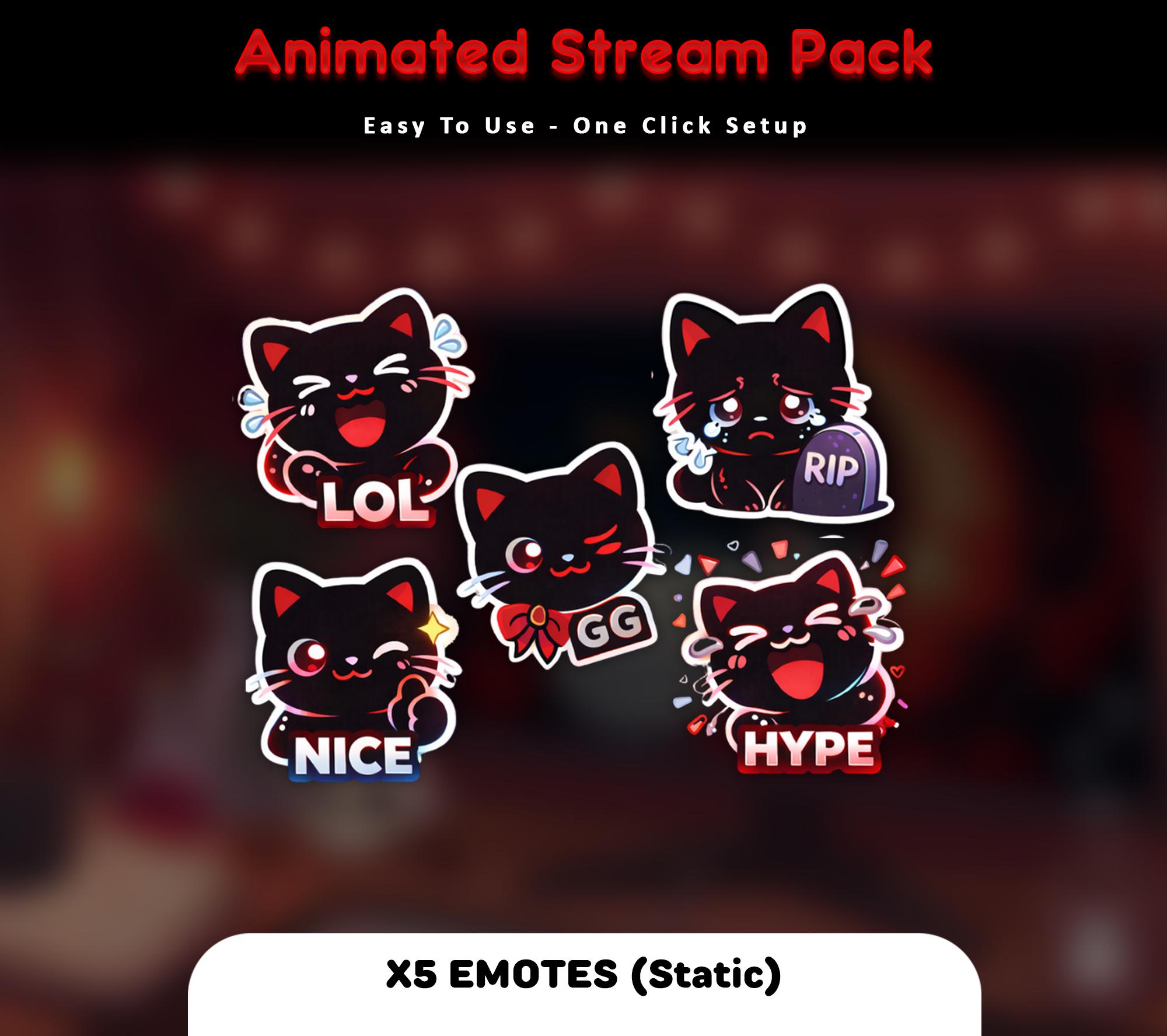 Midnight Cozy Cat Animated Stream Pack: Gothic Twitch Overlay (Digital Download) — preview photo 6