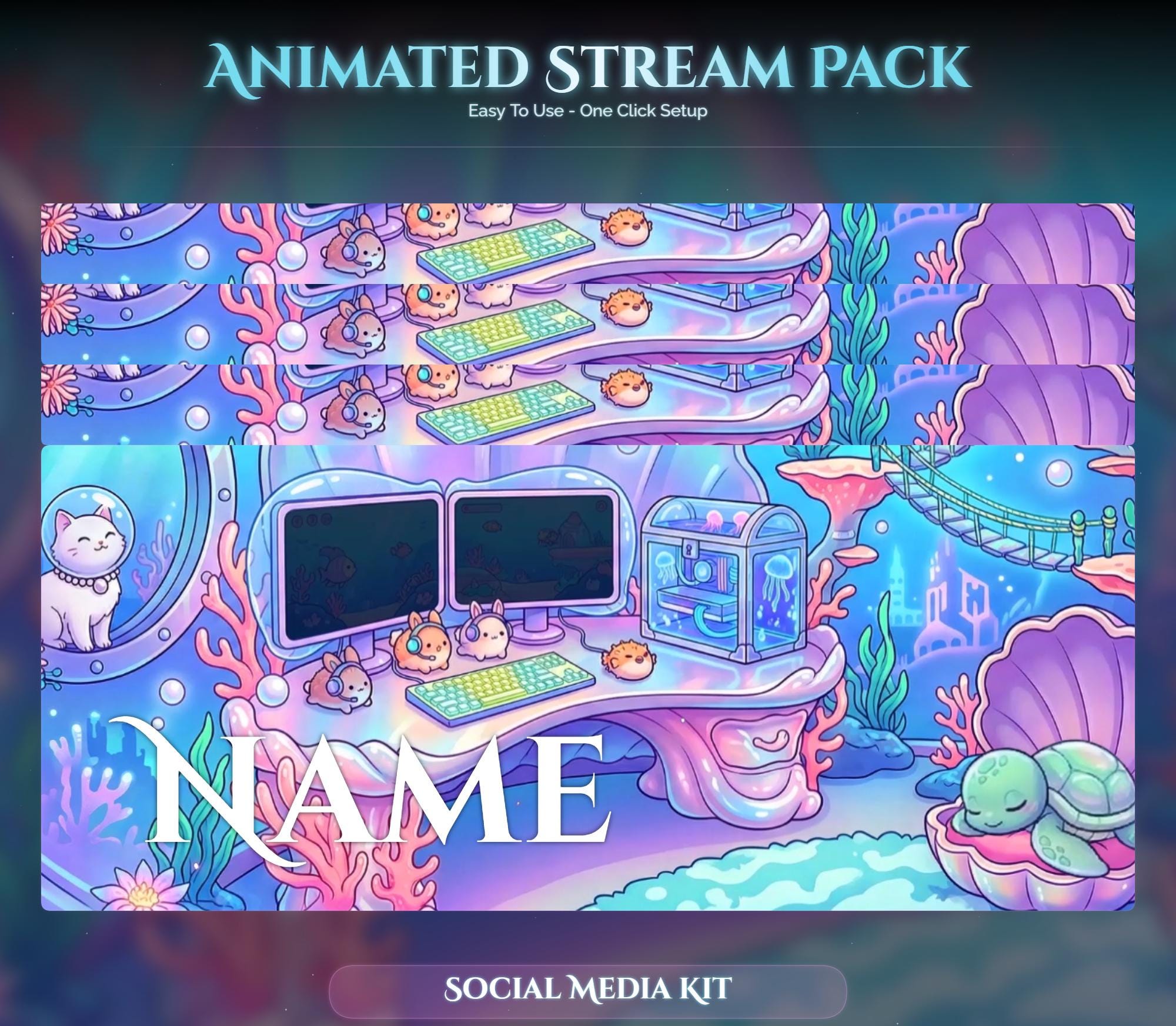 Turtle Under Sea Room Animated Stream Package — preview photo 10