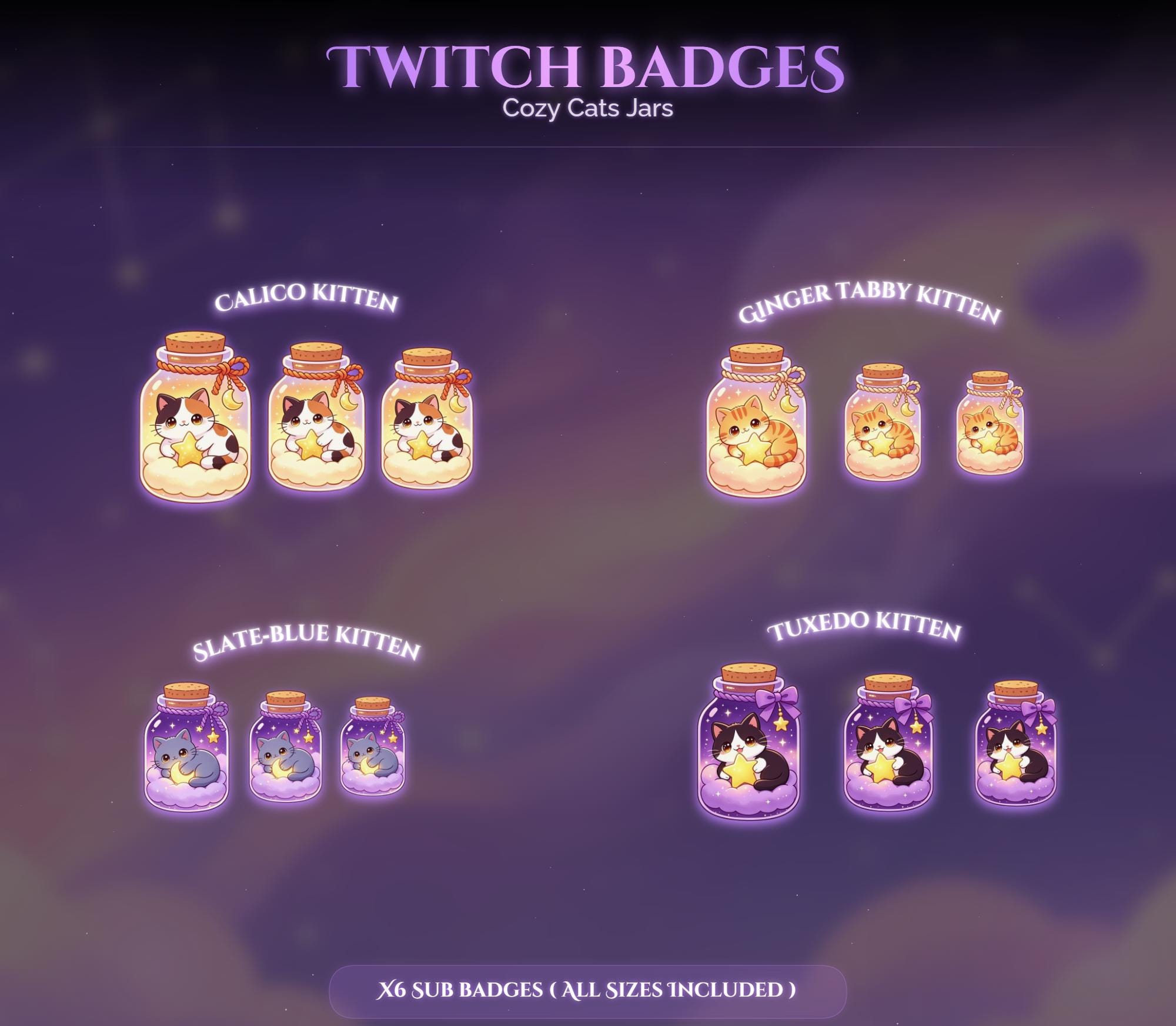 Cozy Cats Jars Twitch Sub Badges — preview photo 2