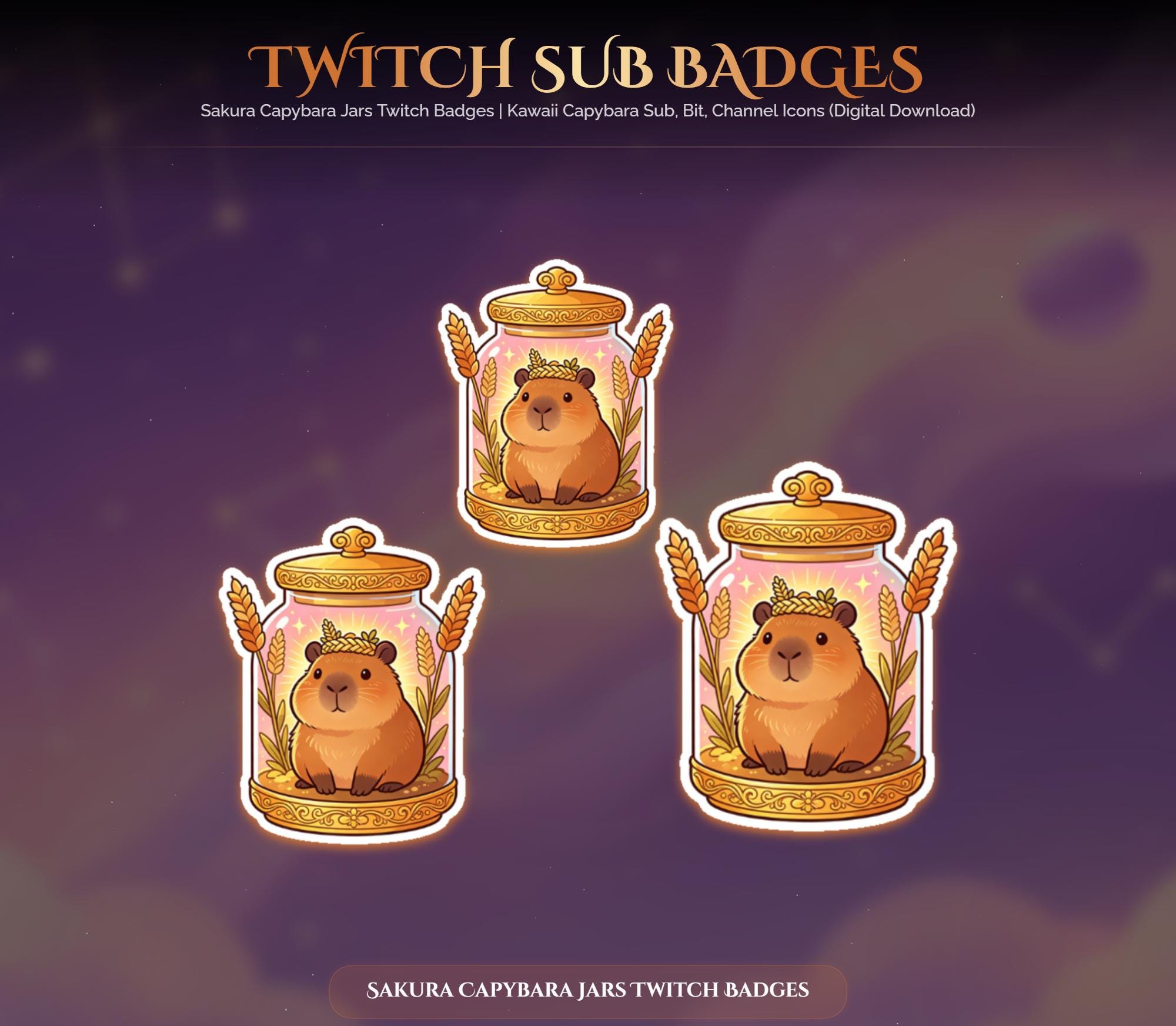Sakura Capybara Jars Twitch Badges — preview photo 9
